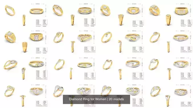 Diamond Ring for Women 3D Model Collection
