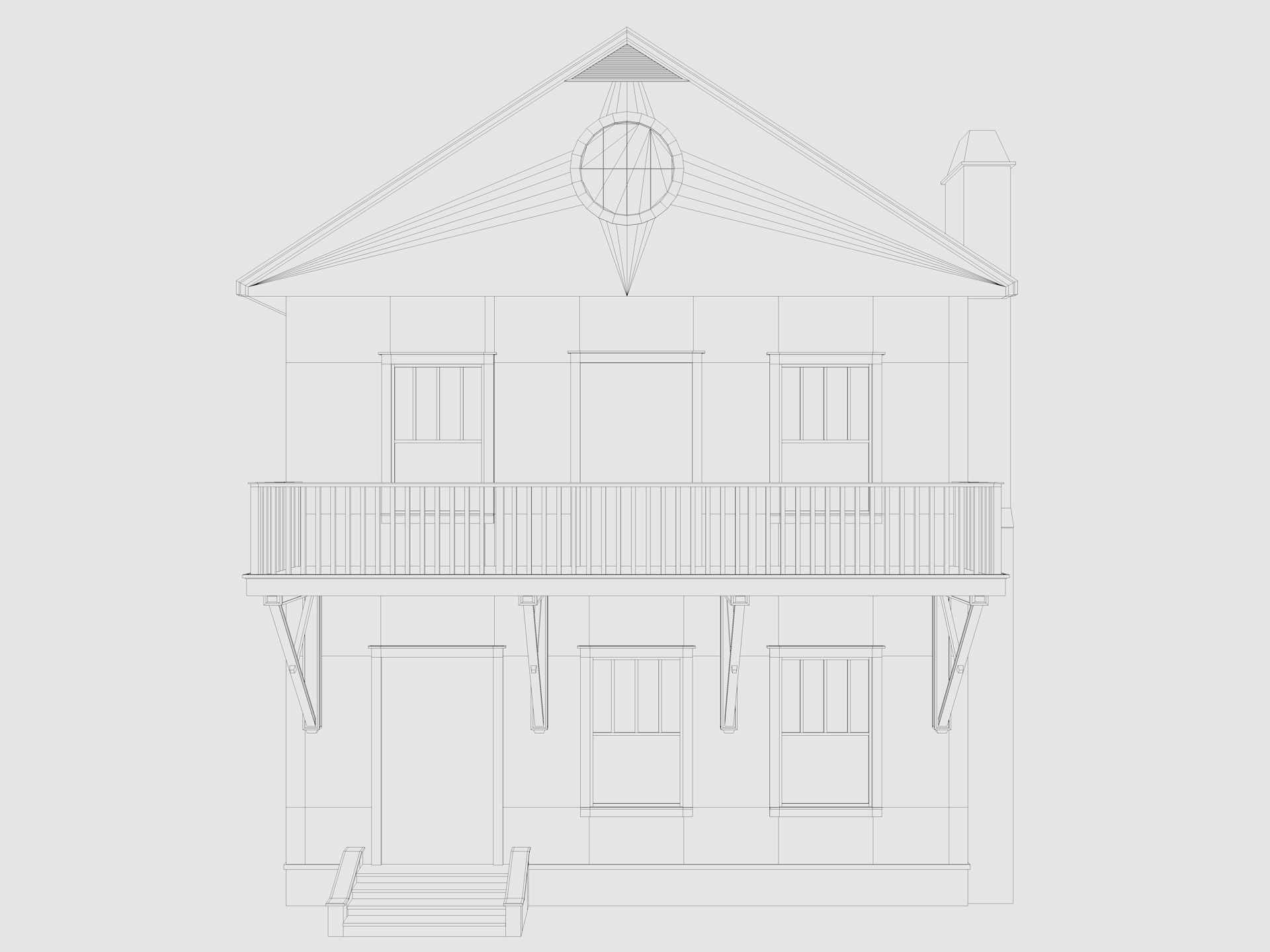 Cartoon House 6 Low-poly 3D model_7