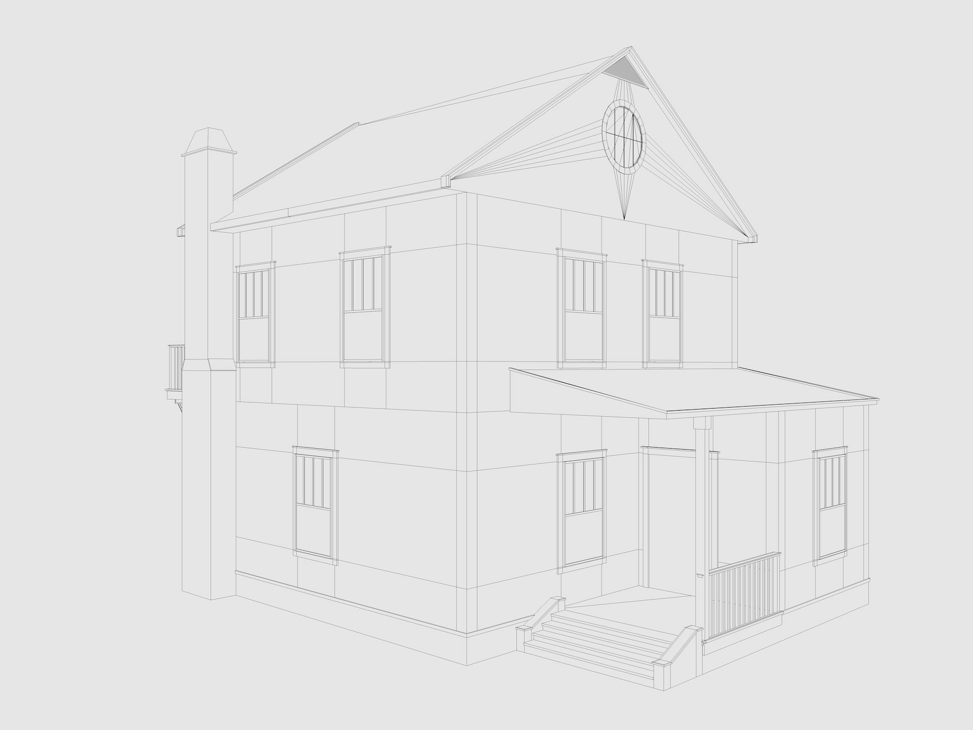 Cartoon House 6 Low-poly 3D model_9