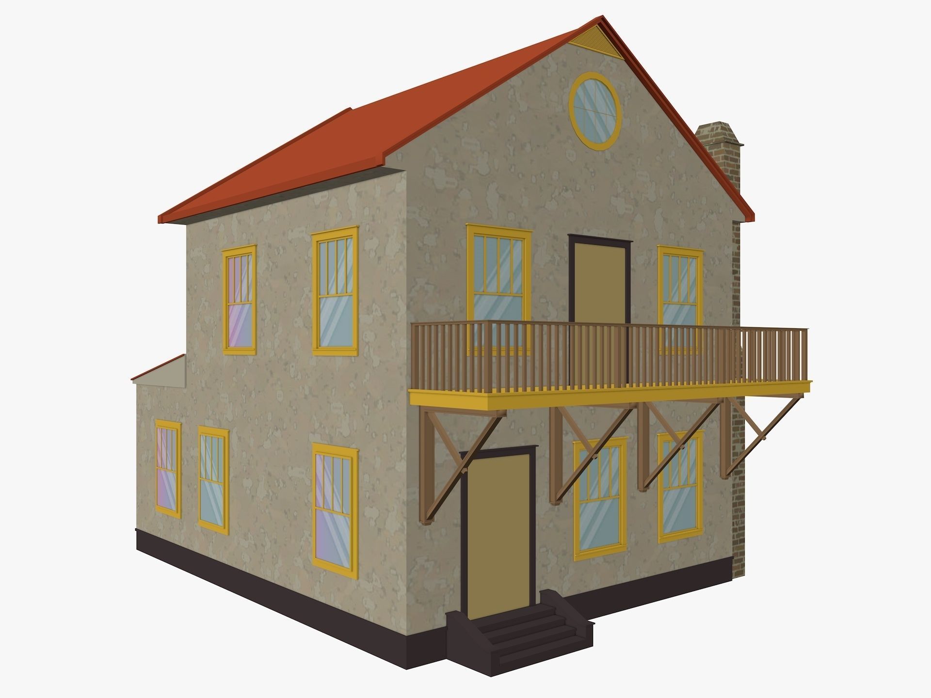 Cartoon House 6 Low-poly 3D model_1