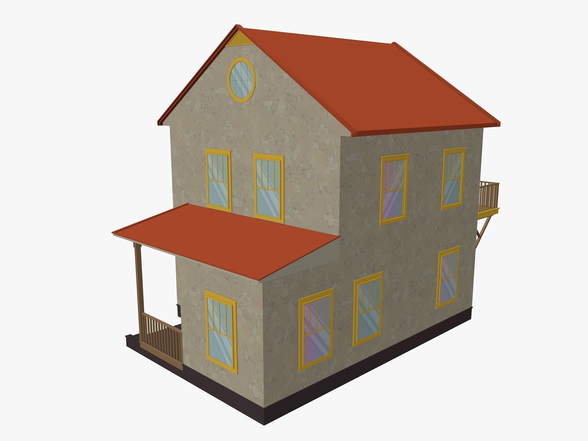 Cartoon House 6 Low-poly 3D model_3