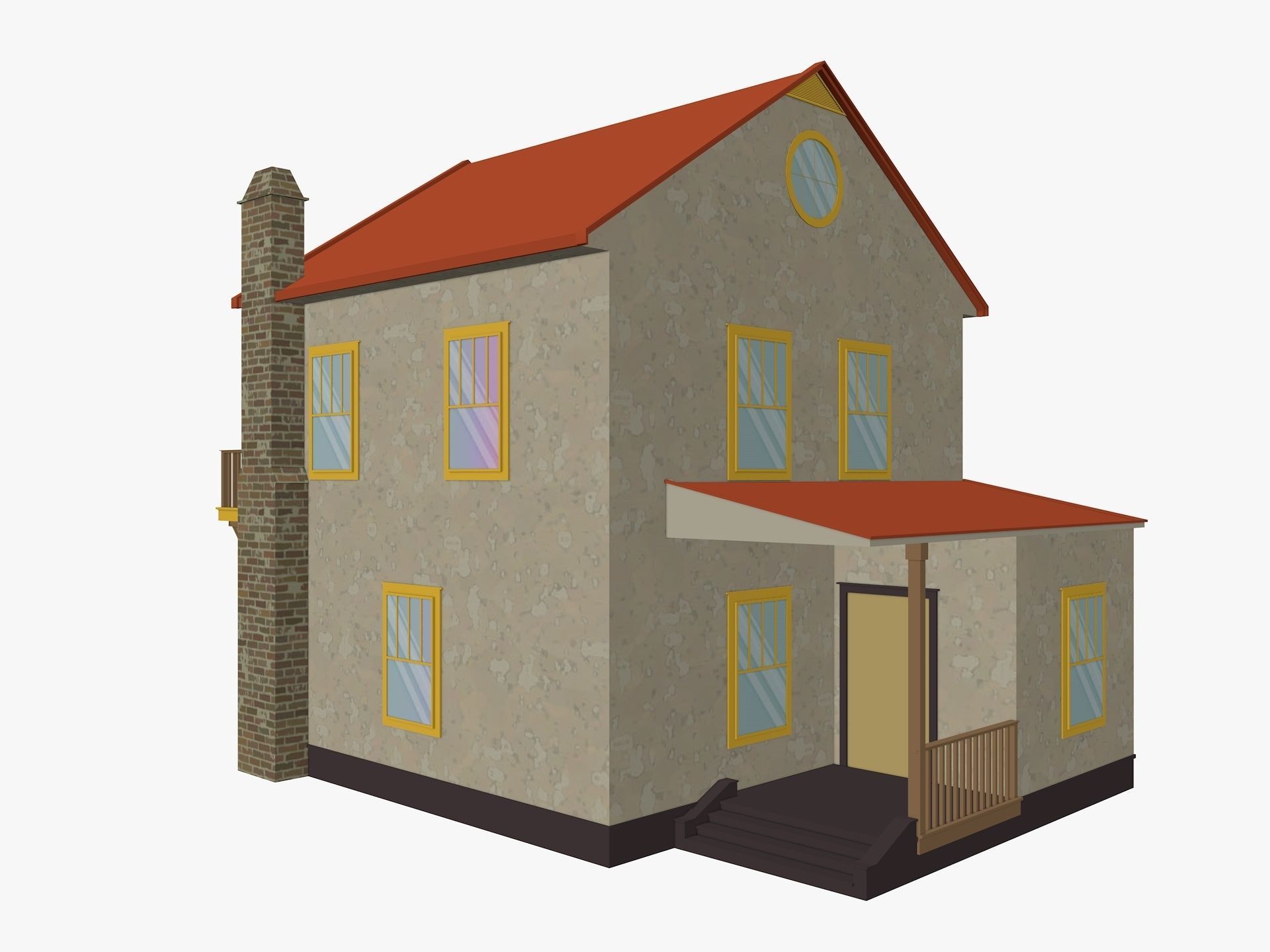 Cartoon House 6 Low-poly 3D model_4