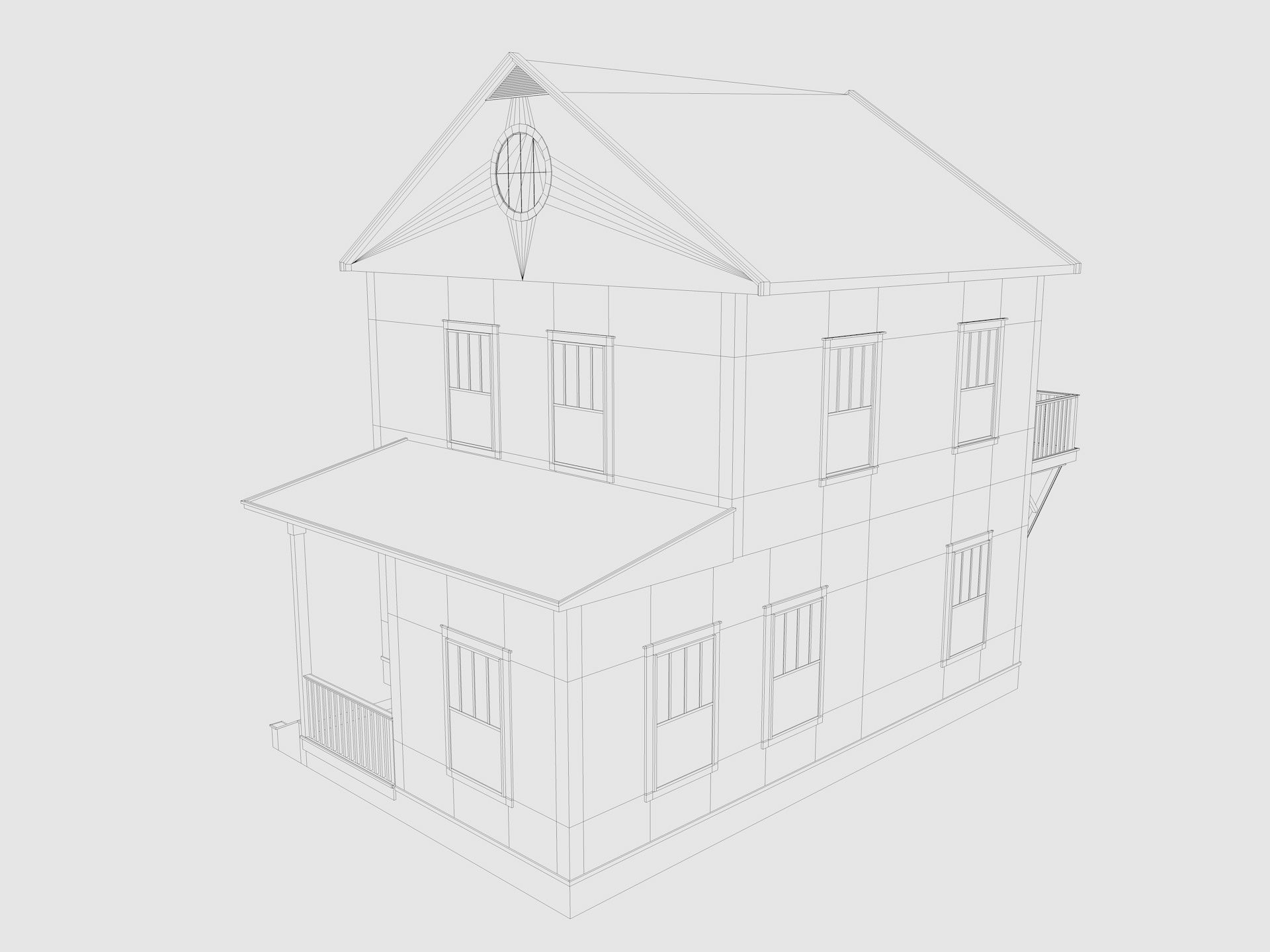 Cartoon House 6 Low-poly 3D model_8