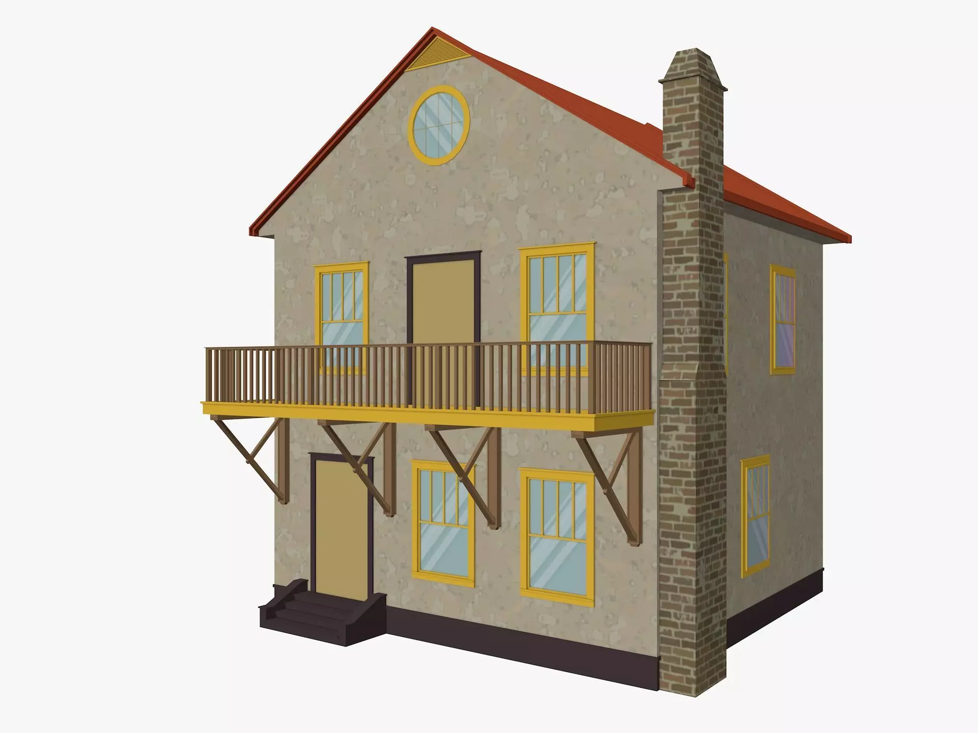 Cartoon House 6 Low-poly 3D model_0