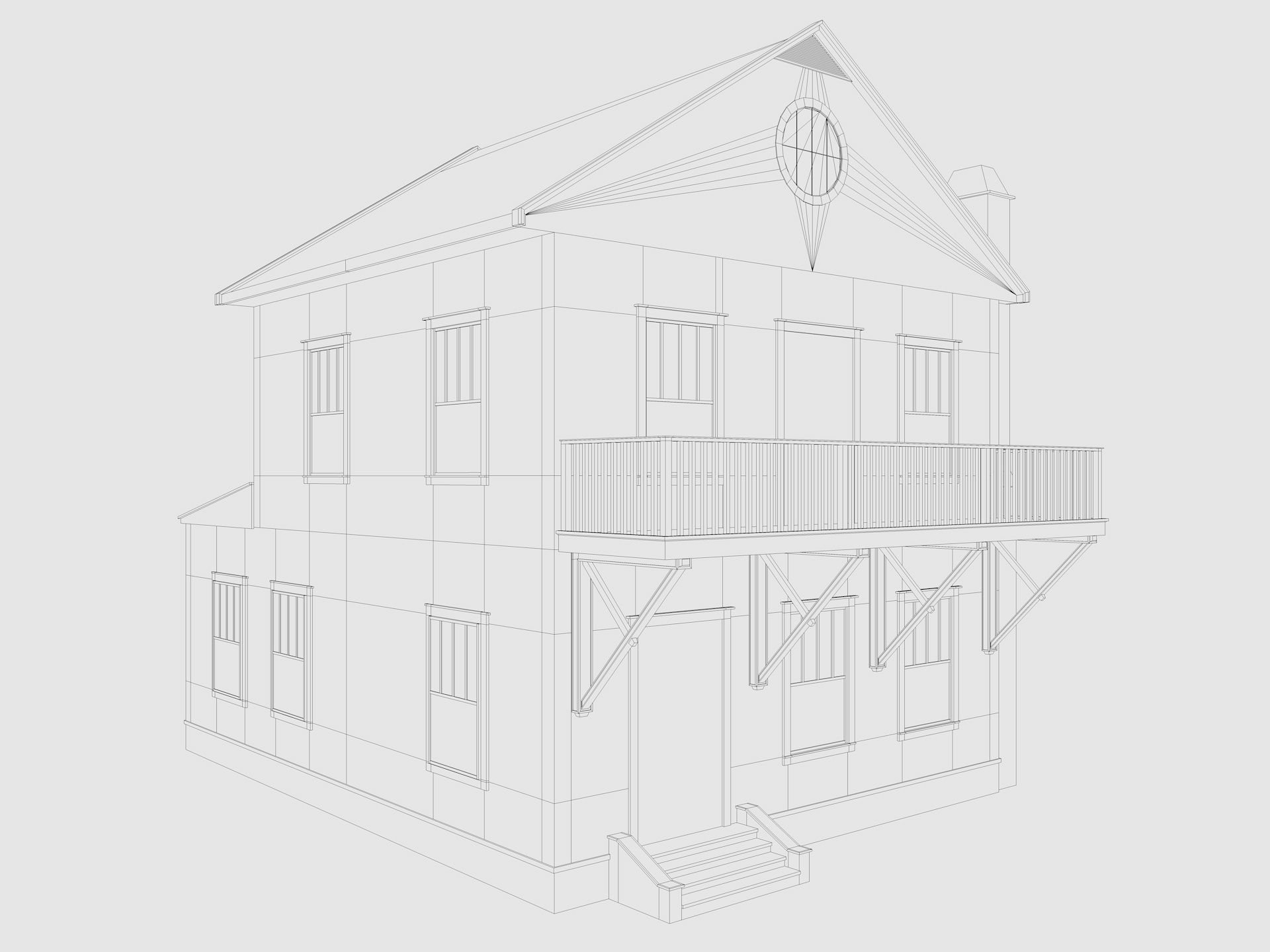 Cartoon House 6 Low-poly 3D model_6