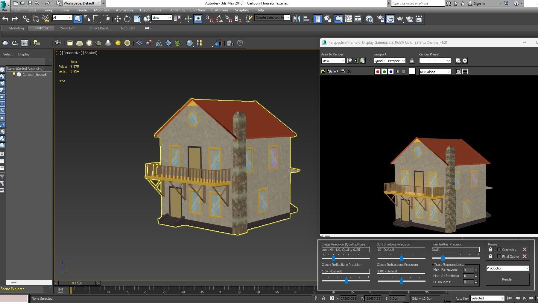 Cartoon House 6 Low-poly 3D model_12