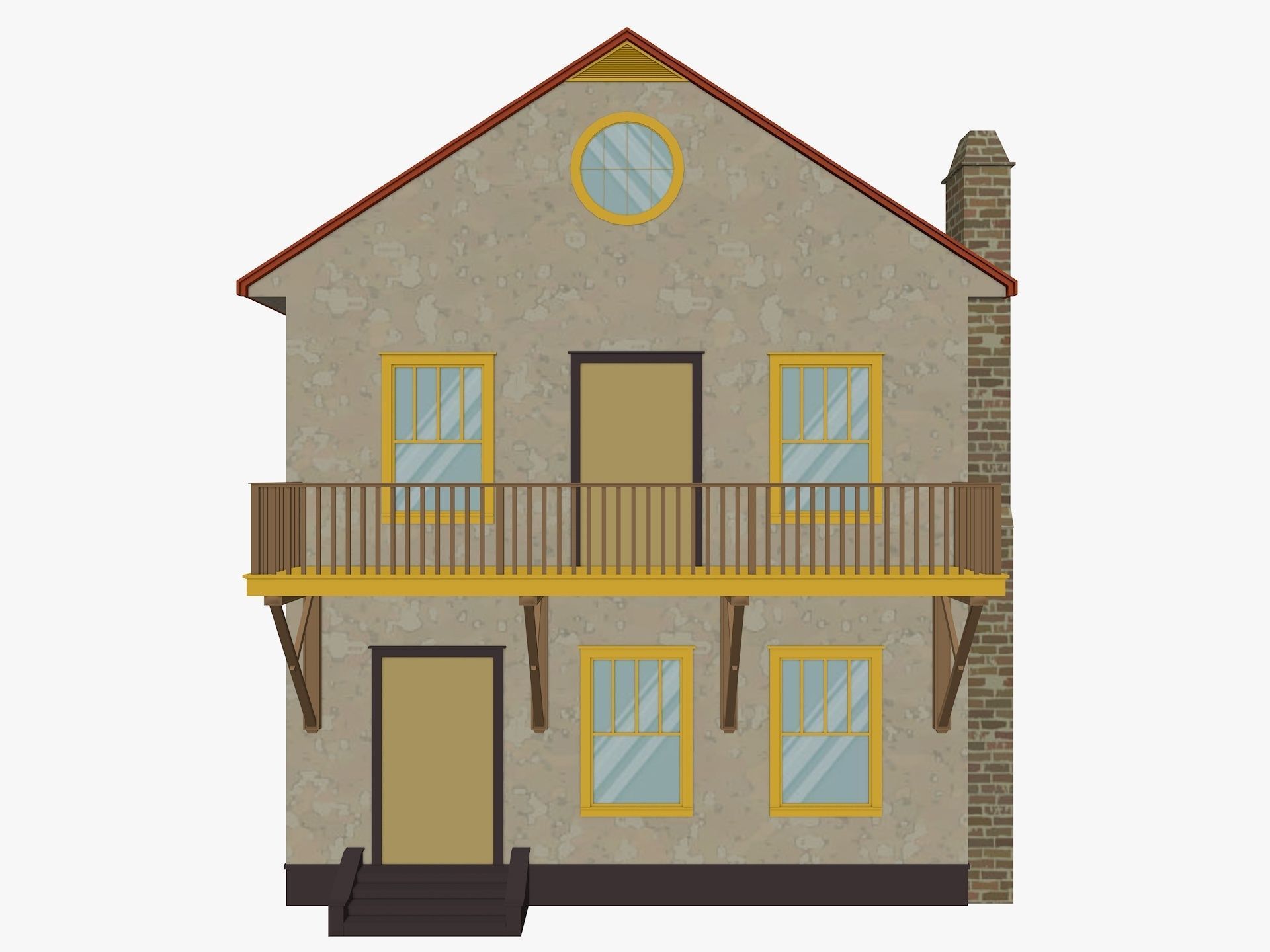 Cartoon House 6 Low-poly 3D model_2