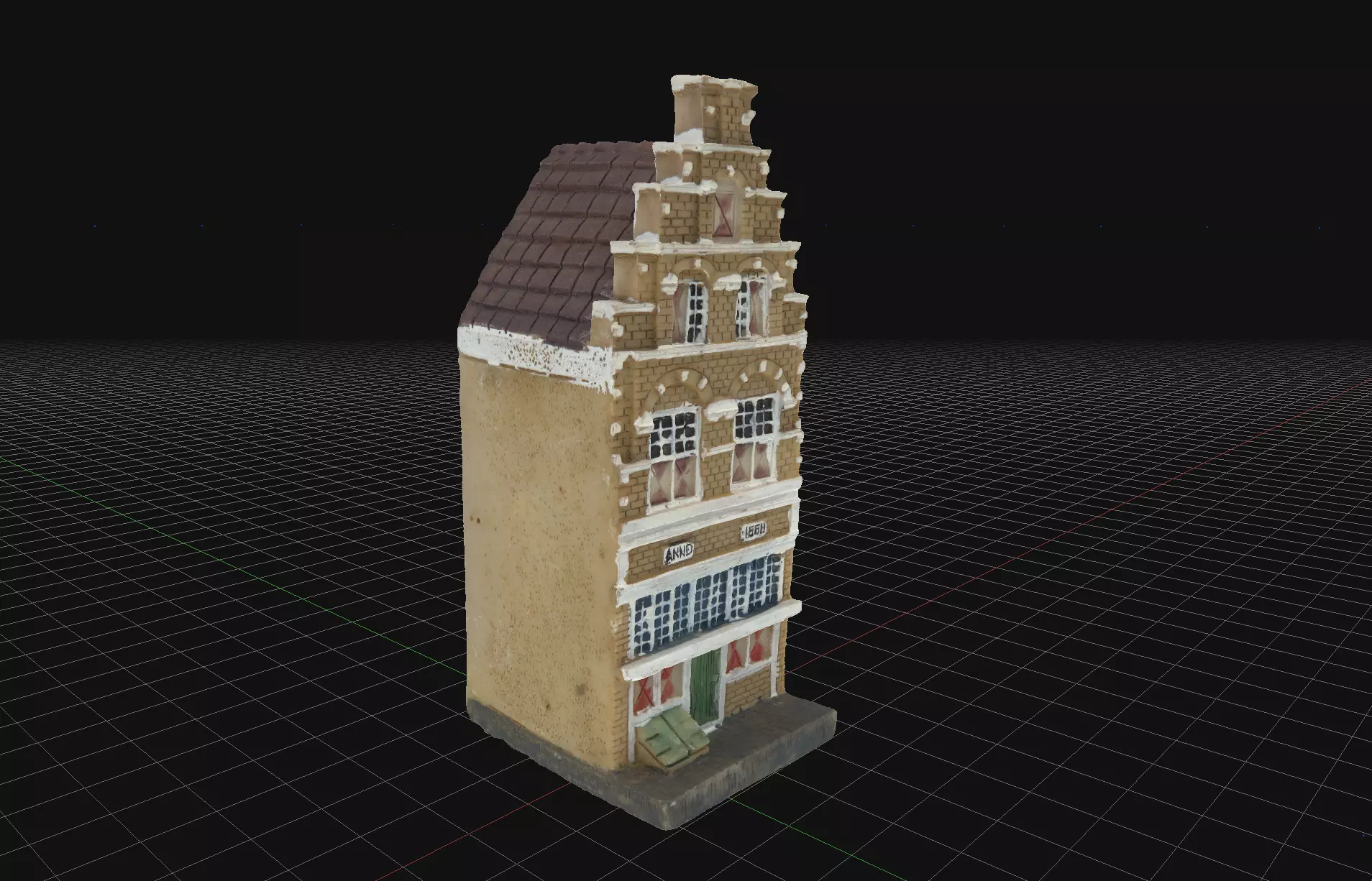 House 3 old hand made stone house based of off Amsterdam 3D model_0