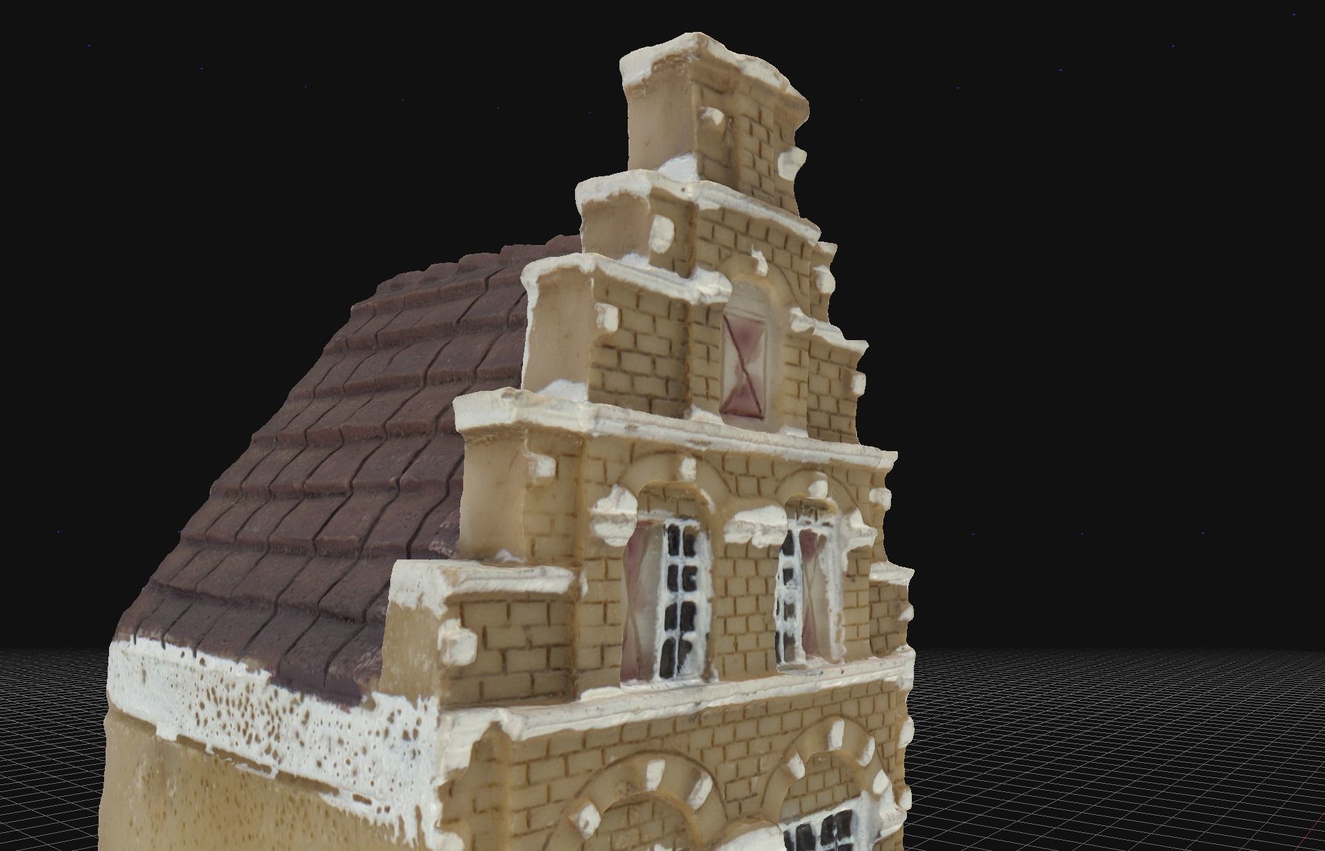 House 3 old hand made stone house based of off Amsterdam 3D model_4