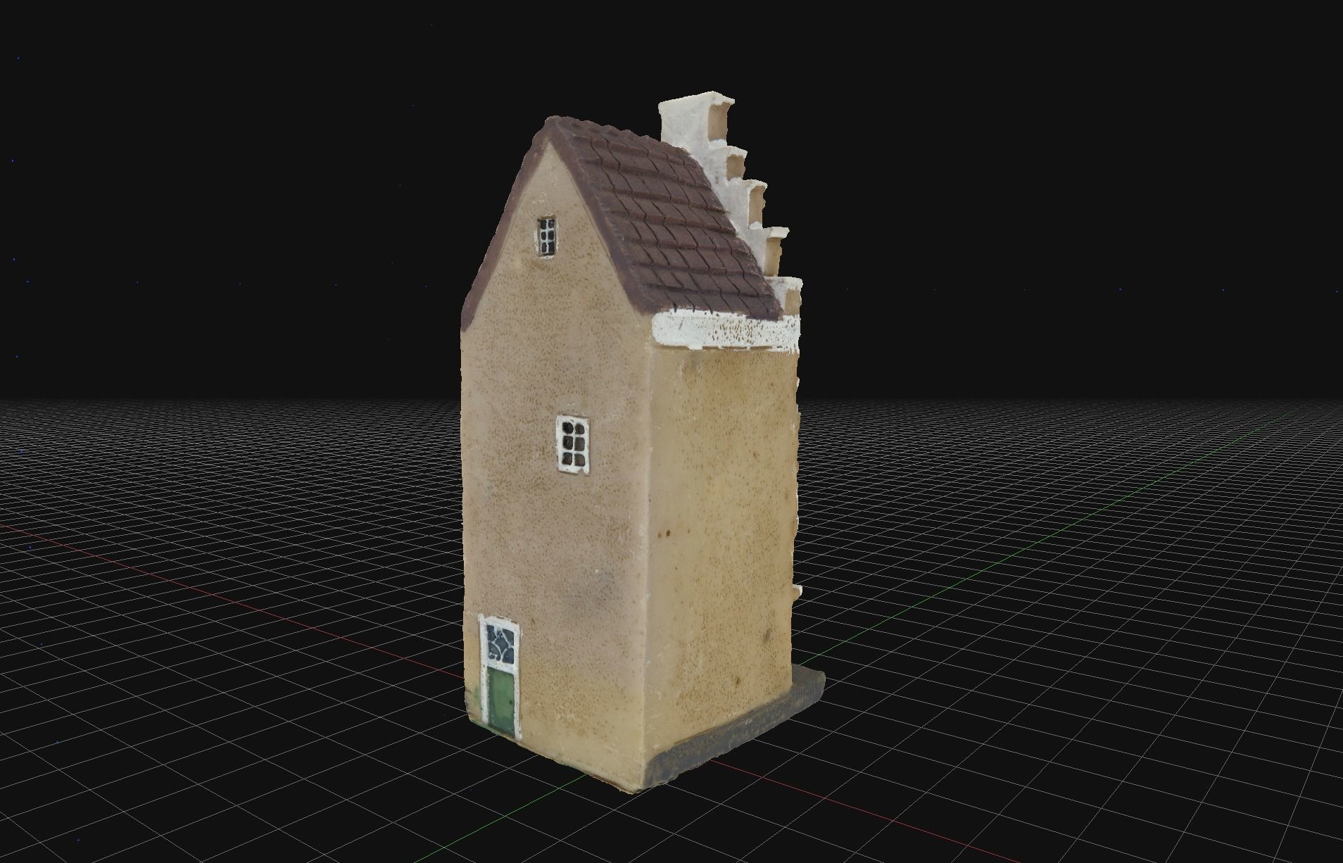 House 3 old hand made stone house based of off Amsterdam 3D model_3