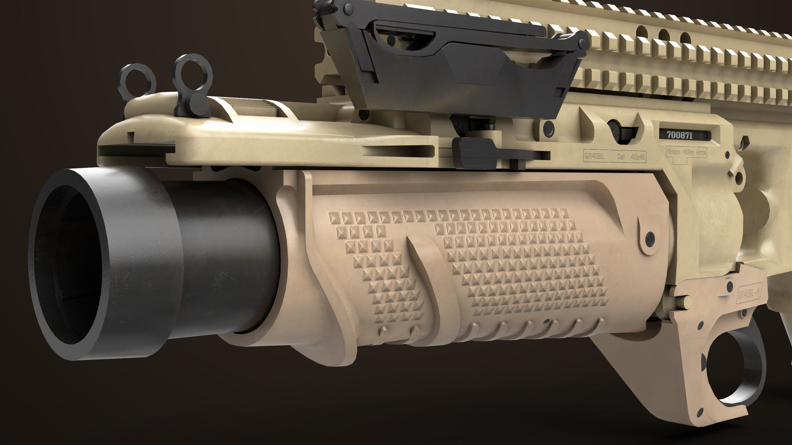 Grenade Launcher 05 Brown All PBR Unity UE Textures Low-poly 3D model_17