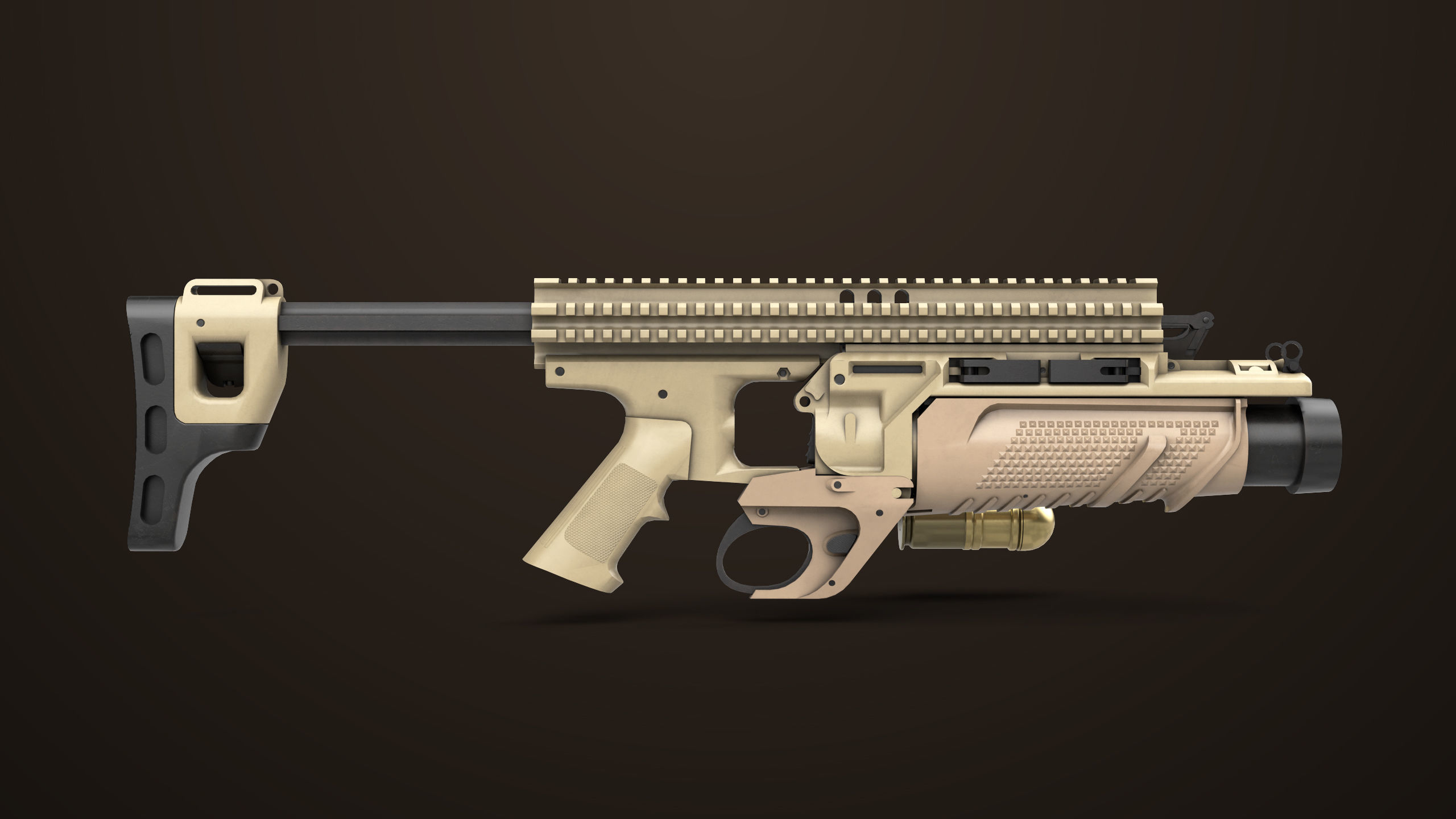 Grenade Launcher 05 Brown All PBR Unity UE Textures Low-poly 3D model_6