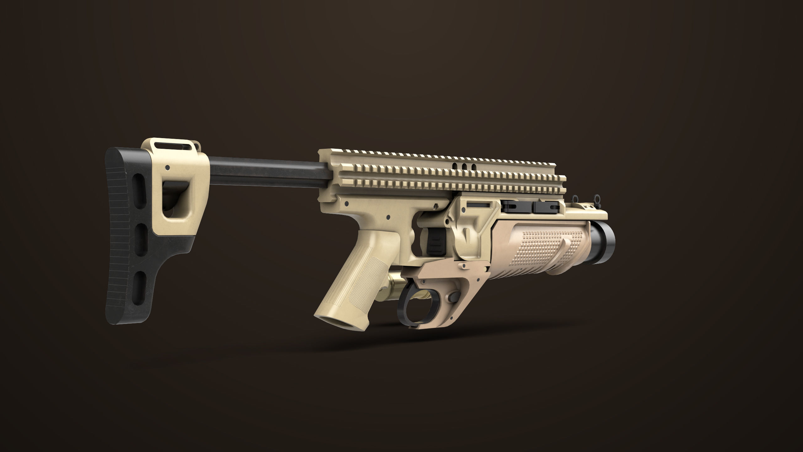 Grenade Launcher 05 Brown All PBR Unity UE Textures Low-poly 3D model_9