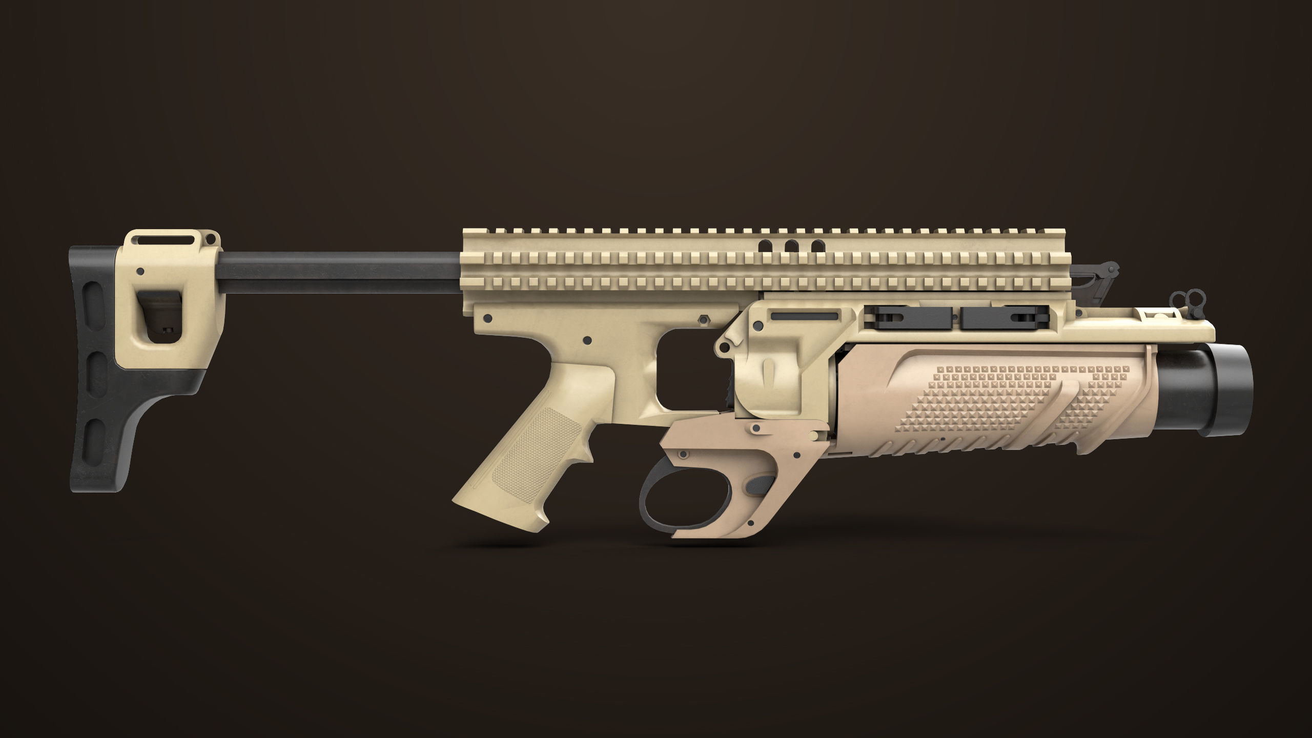 Grenade Launcher 05 Brown All PBR Unity UE Textures Low-poly 3D model_15