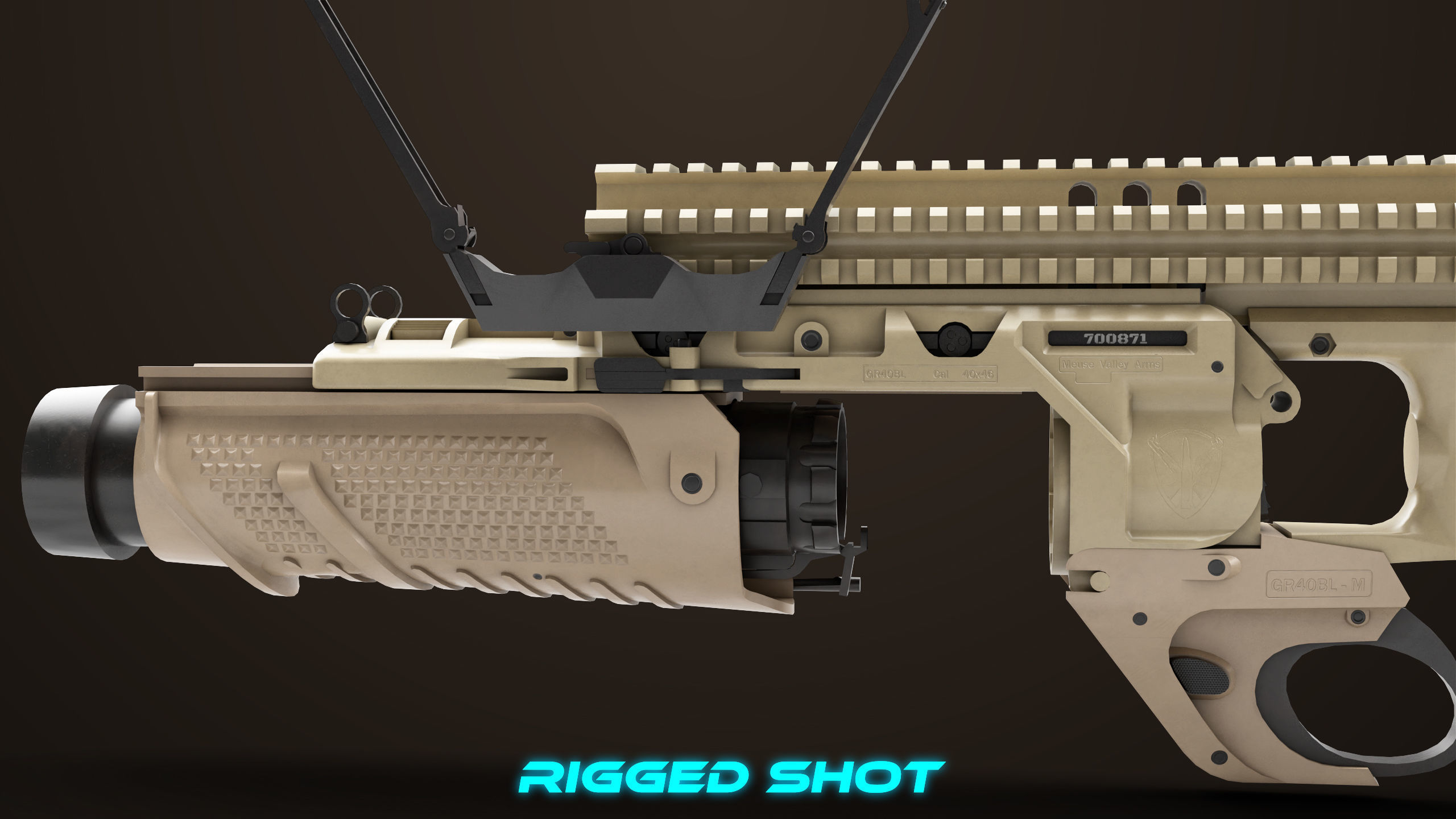 Grenade Launcher 05 Brown All PBR Unity UE Textures Low-poly 3D model_29