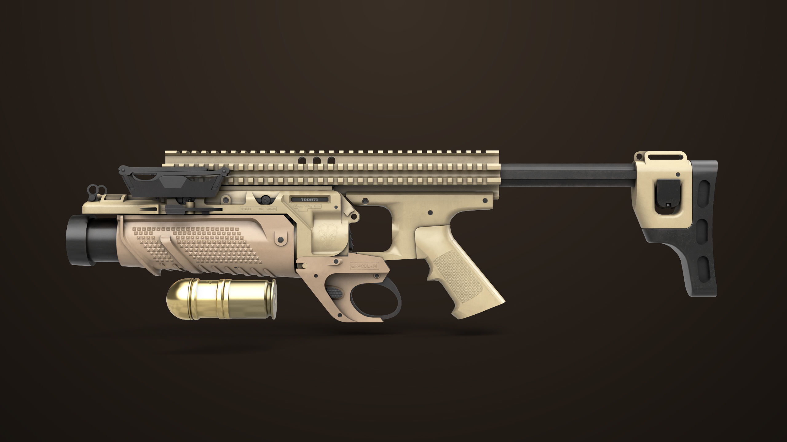 Grenade Launcher 05 Brown All PBR Unity UE Textures Low-poly 3D model_1