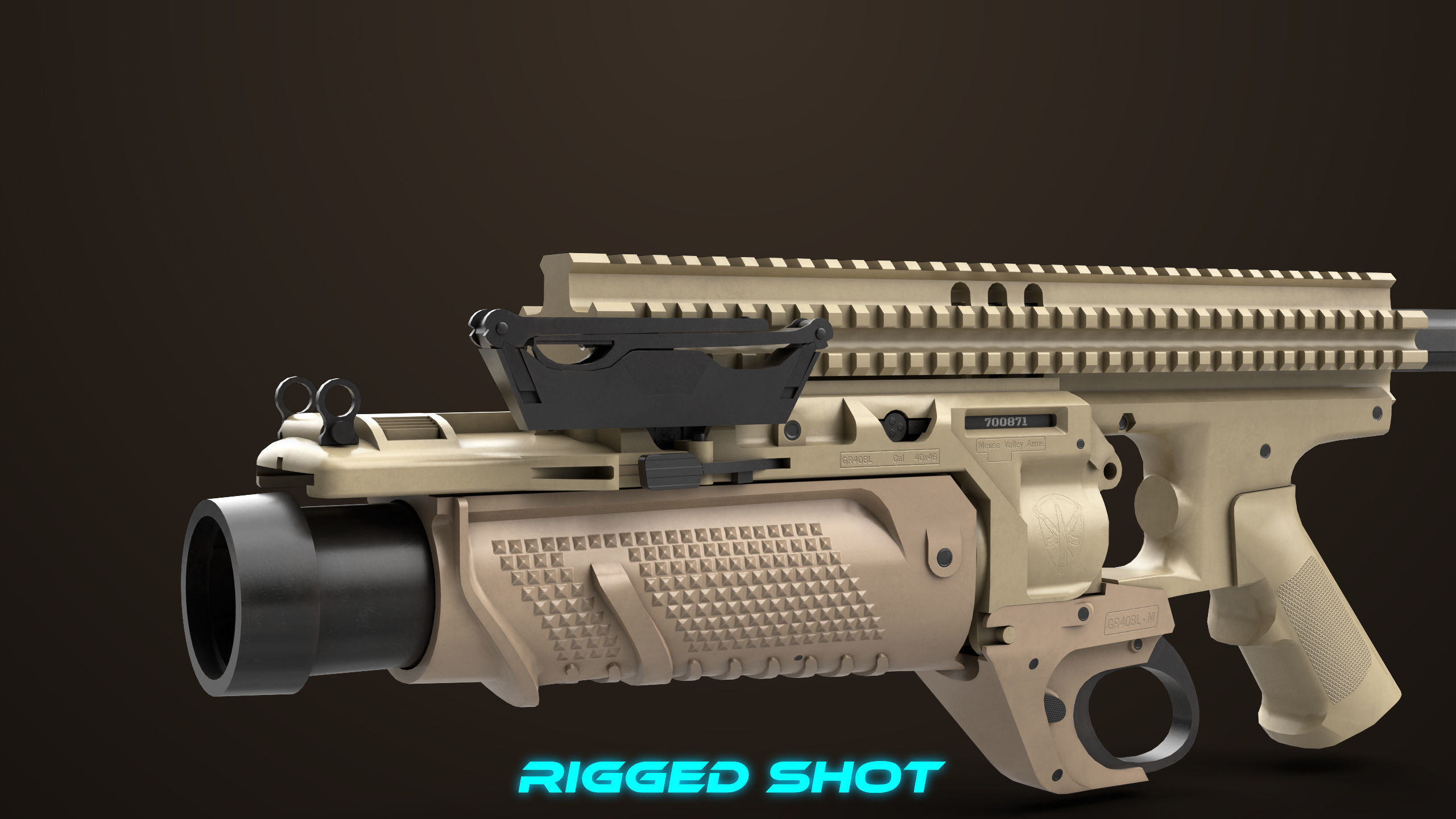 Grenade Launcher 05 Brown All PBR Unity UE Textures Low-poly 3D model_7