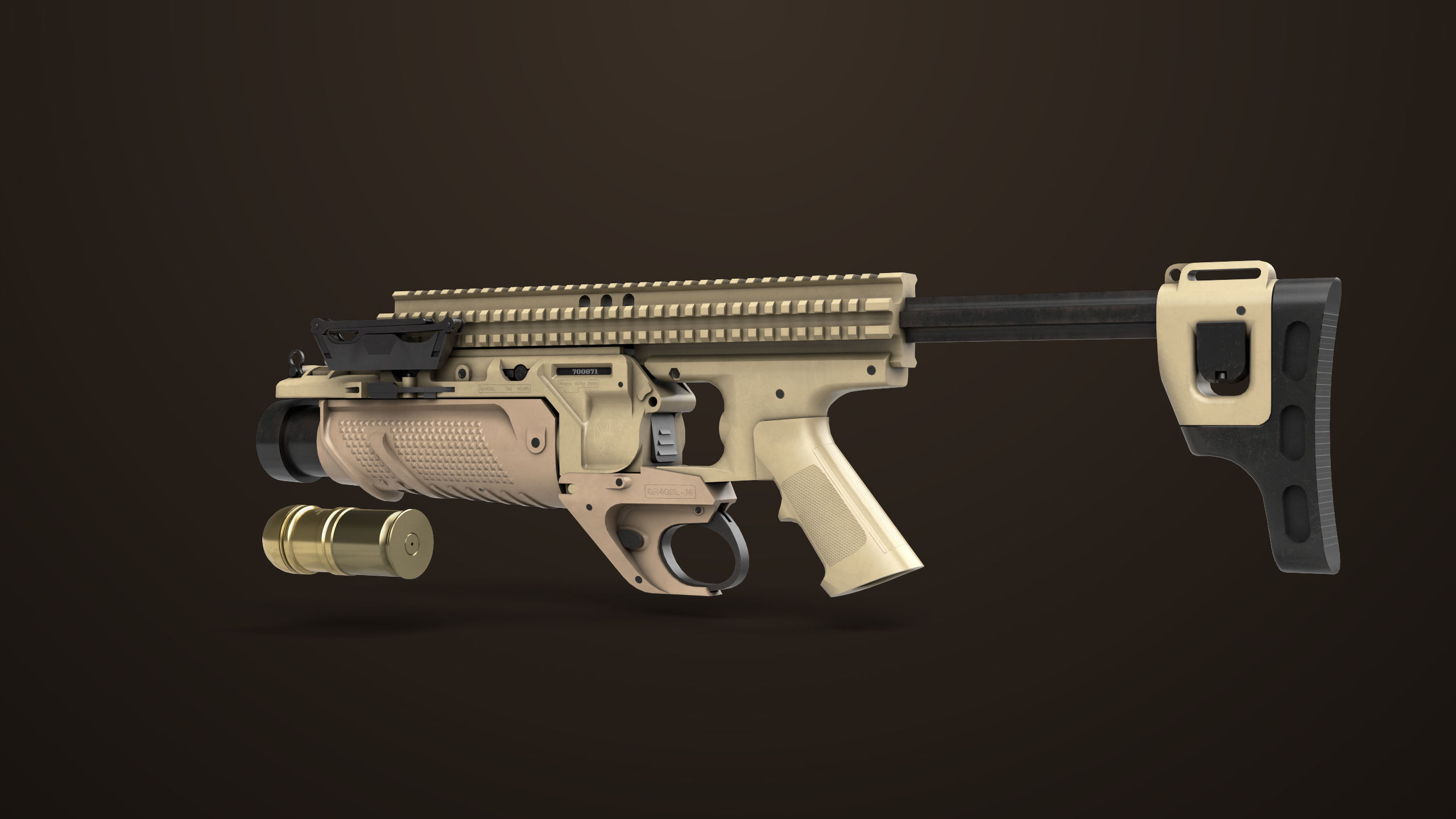 Grenade Launcher 05 Brown All PBR Unity UE Textures Low-poly 3D model_10