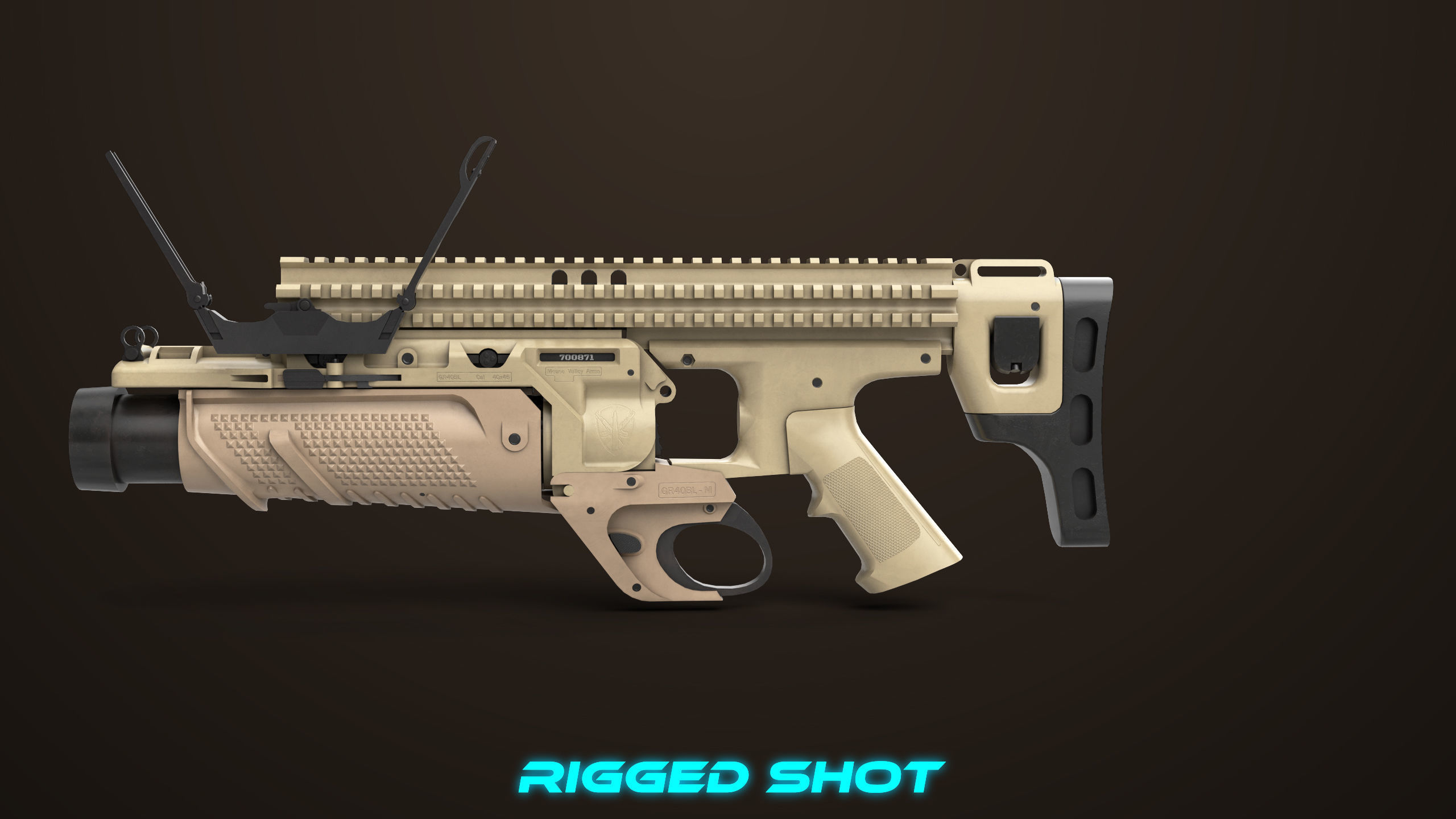 Grenade Launcher 05 Brown All PBR Unity UE Textures Low-poly 3D model_5