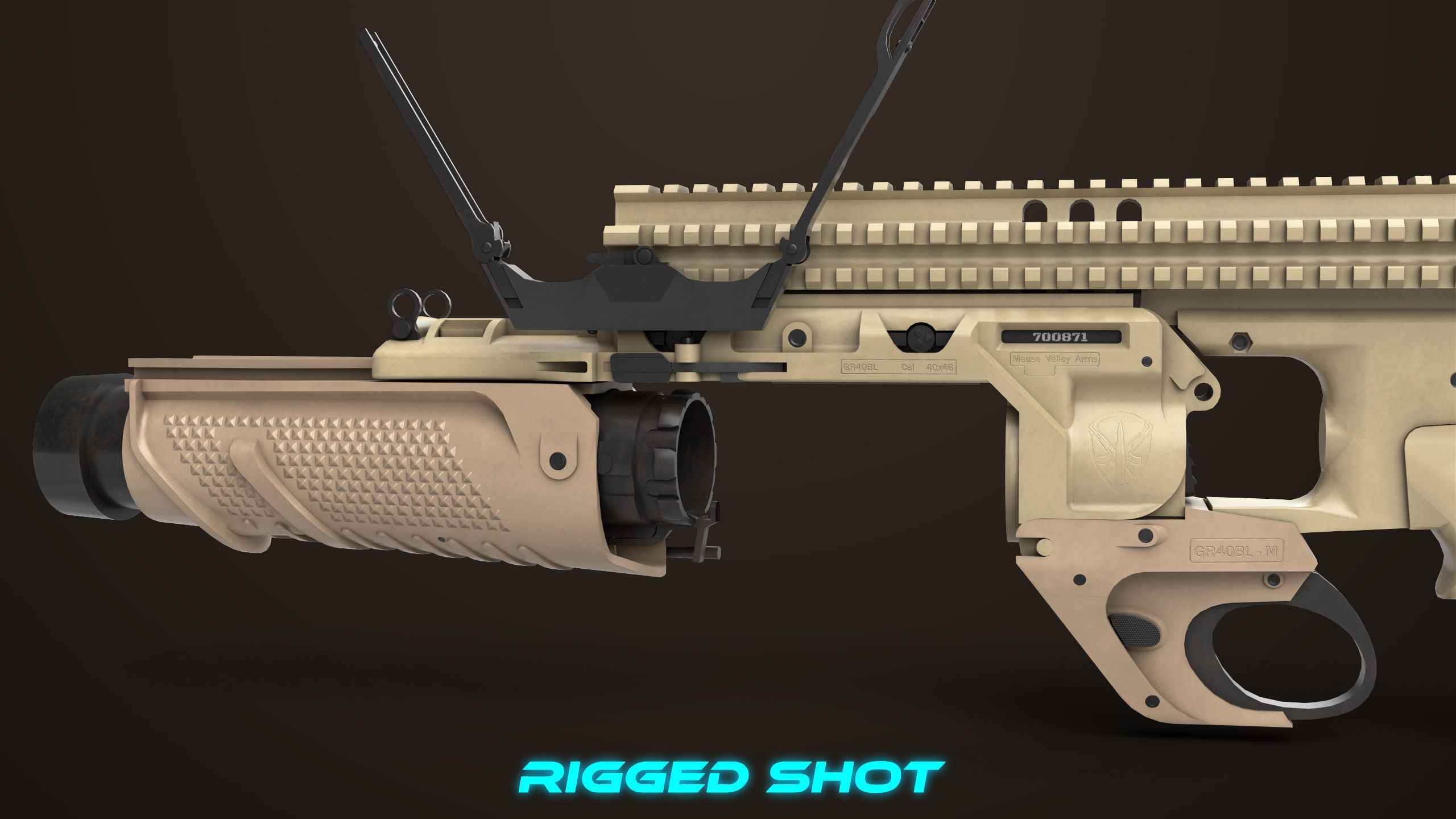 Grenade Launcher 05 Brown All PBR Unity UE Textures Low-poly 3D model_30