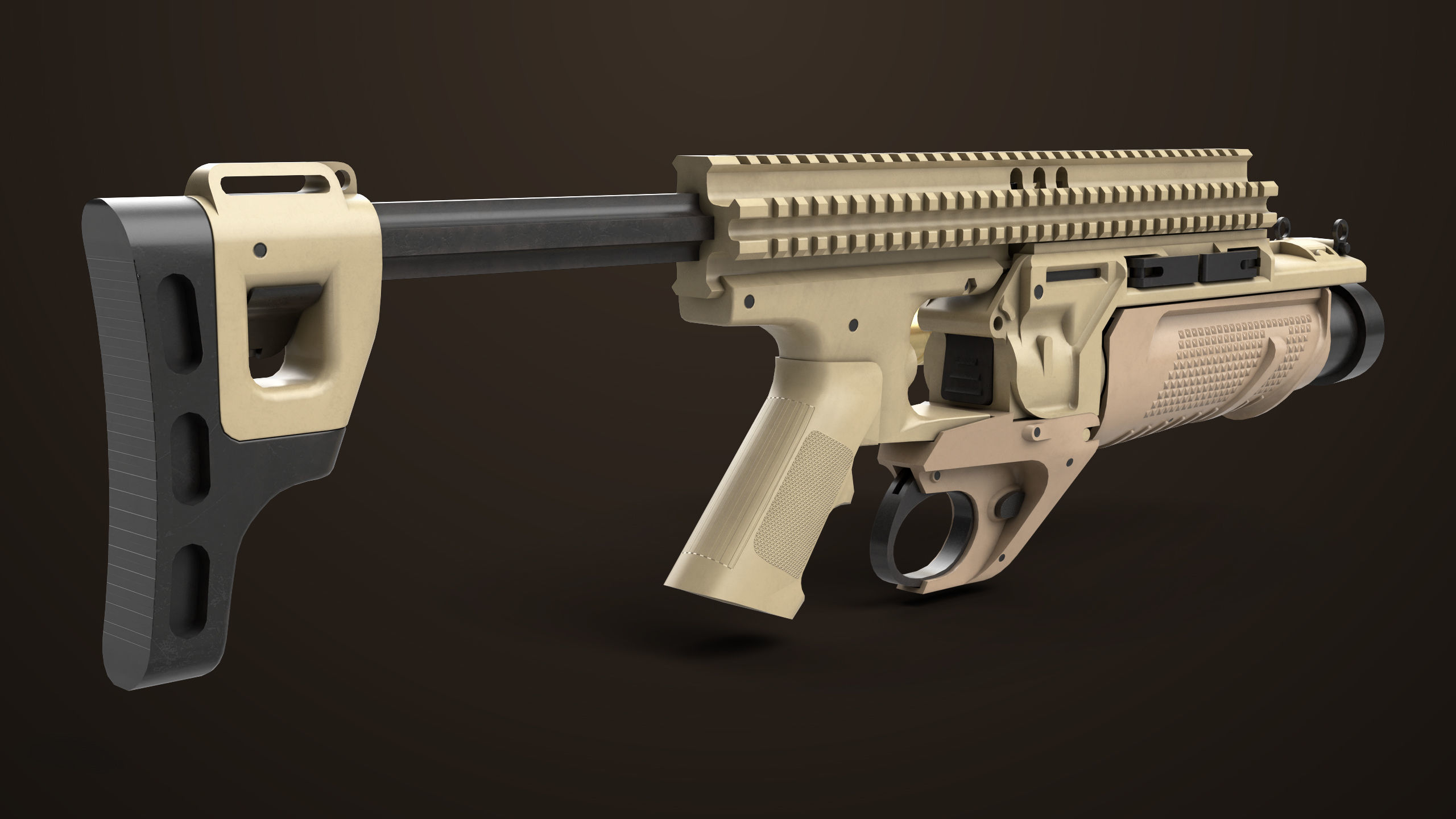 Grenade Launcher 05 Brown All PBR Unity UE Textures Low-poly 3D model_14