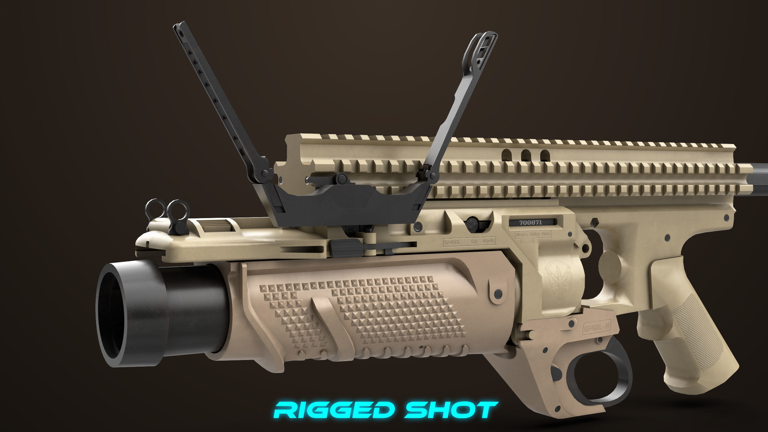 Grenade Launcher 05 Brown All PBR Unity UE Textures Low-poly 3D model_24