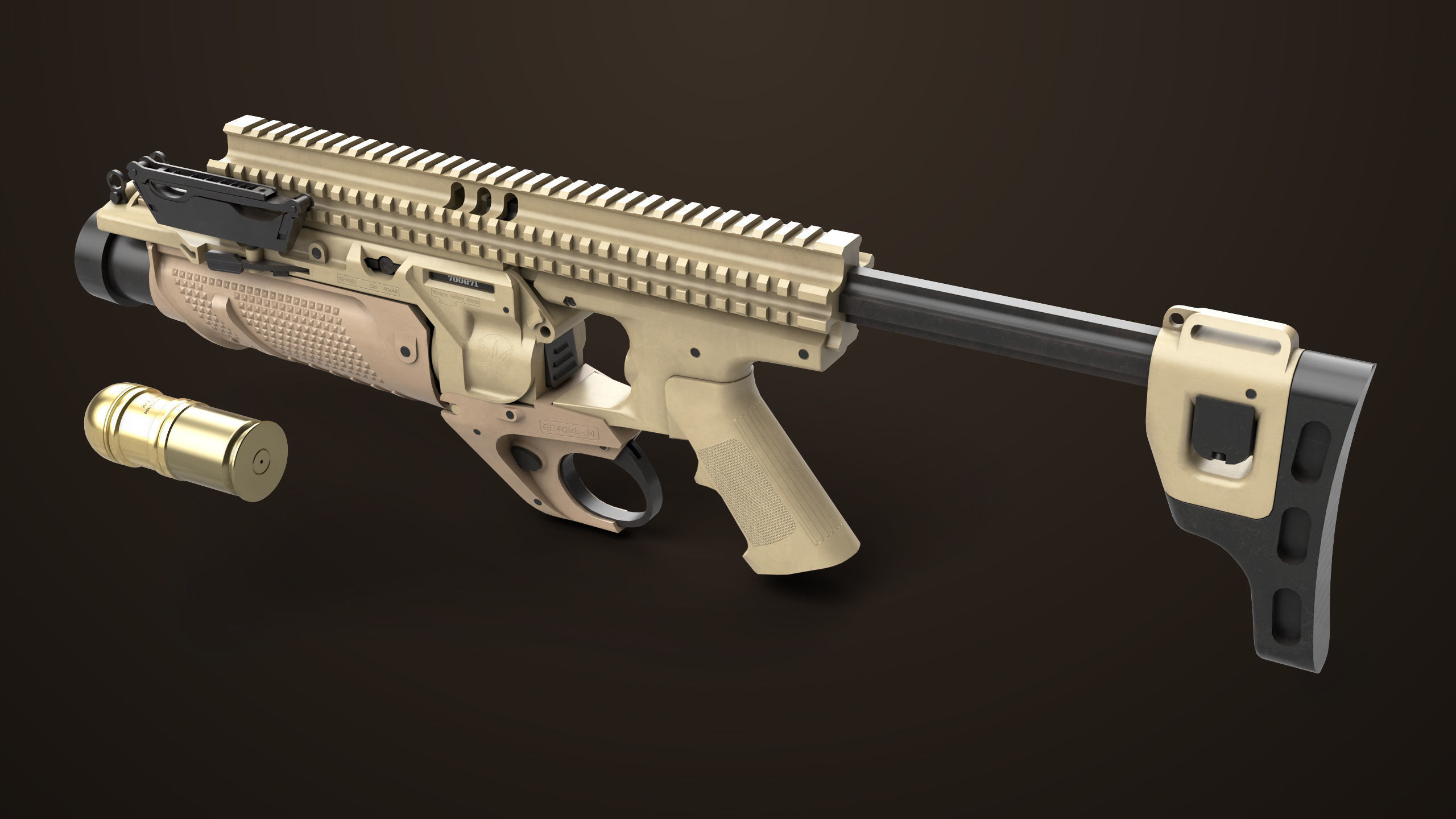 Grenade Launcher 05 Brown All PBR Unity UE Textures Low-poly 3D model_12