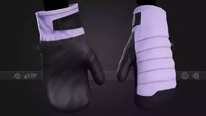 Light Violet And Black Snowboard Gloves