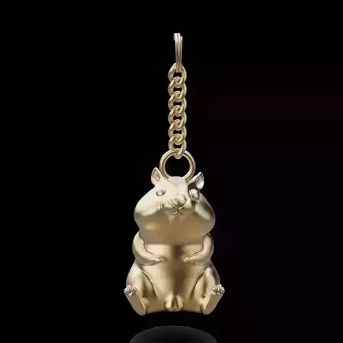 Hamster key holder silver gold  printable jewelry 3D model