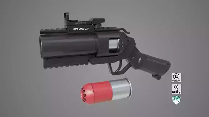 Grenade Launcher 07  All PBR Unity UE Textures Low-poly 3D model
