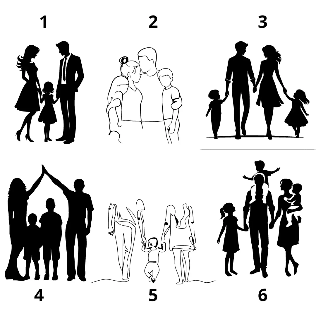 Family Silhouette Wall Decoration 2 - 3D Printable STL File 3D print model