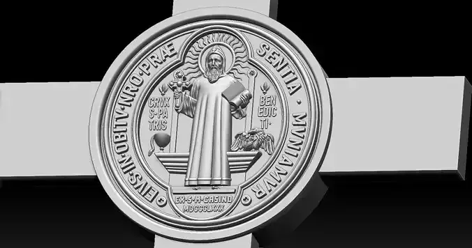 Saint Benedict Cross Pendant Model 3D print model