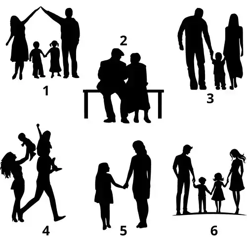 Family Silhouette Wall Decoration 1 - 3D Printable STL File