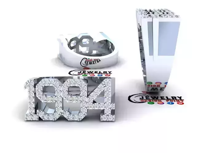 Custom Birth Year 1994 Ring - Born Charms Ring - Personalized 3D print model