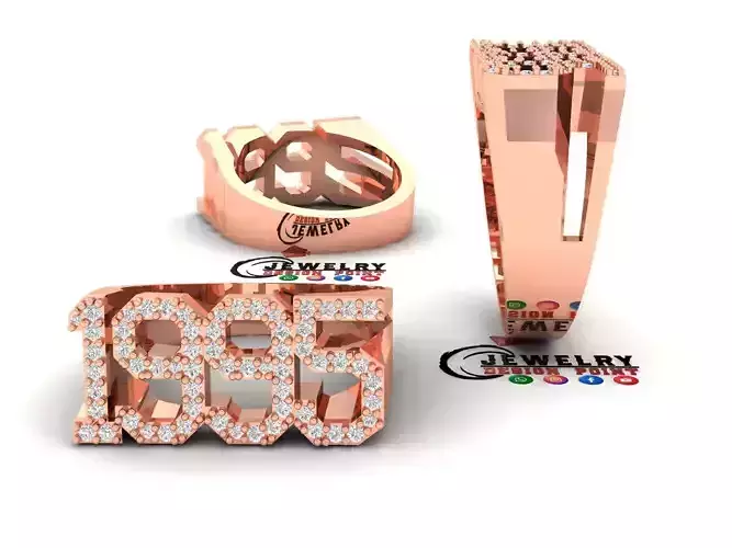 Custom Birth Year 1995 Ring - Born Charms Ring - Personalized 3D print model