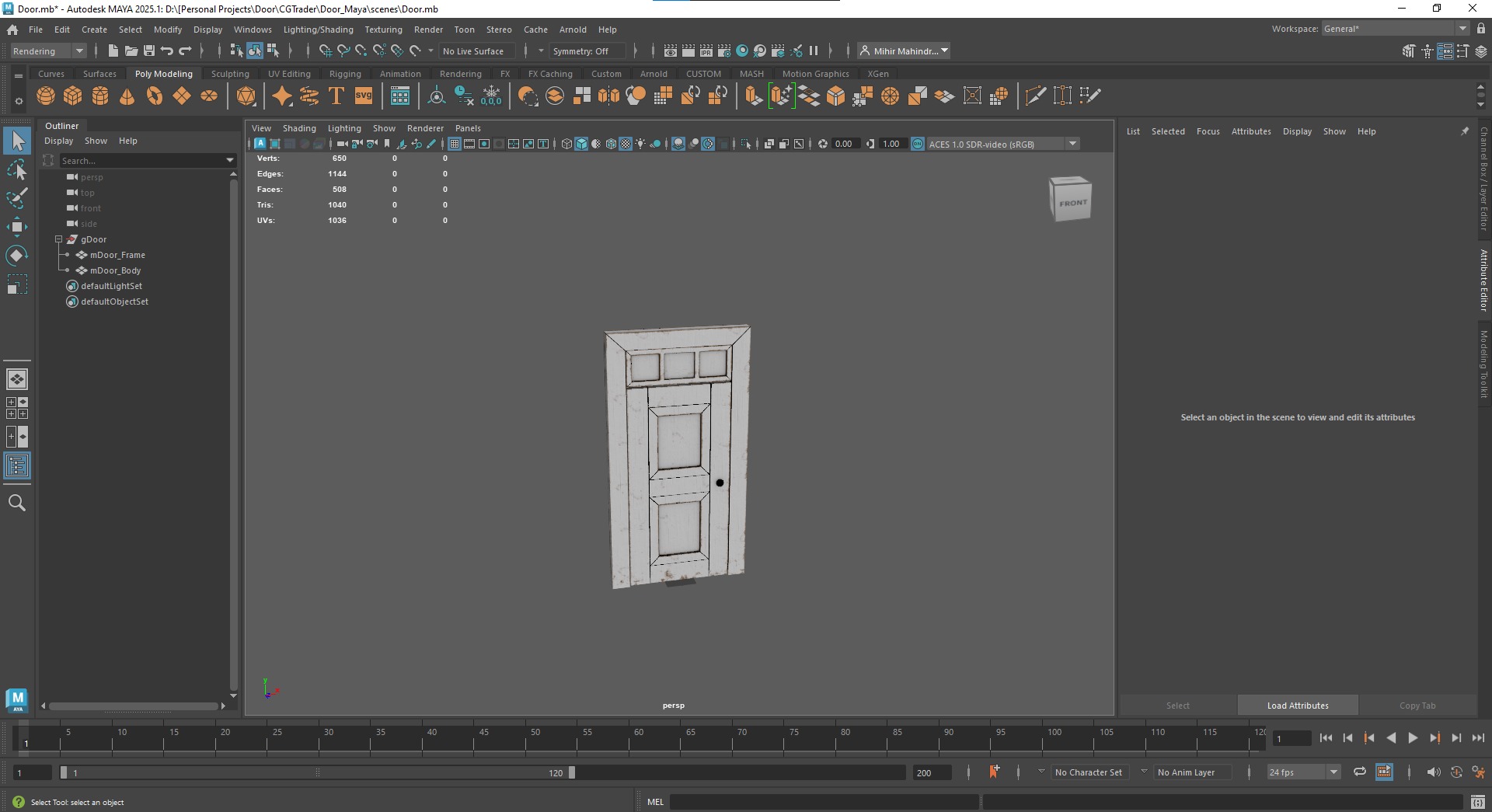 Lowpoly Door 3D Model Textured Gameready Low-poly 3D model_3