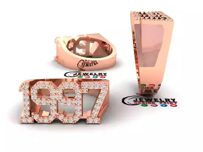 Custom Birth Year 1997 Ring - Born Charms Ring - Personalized 3D print model