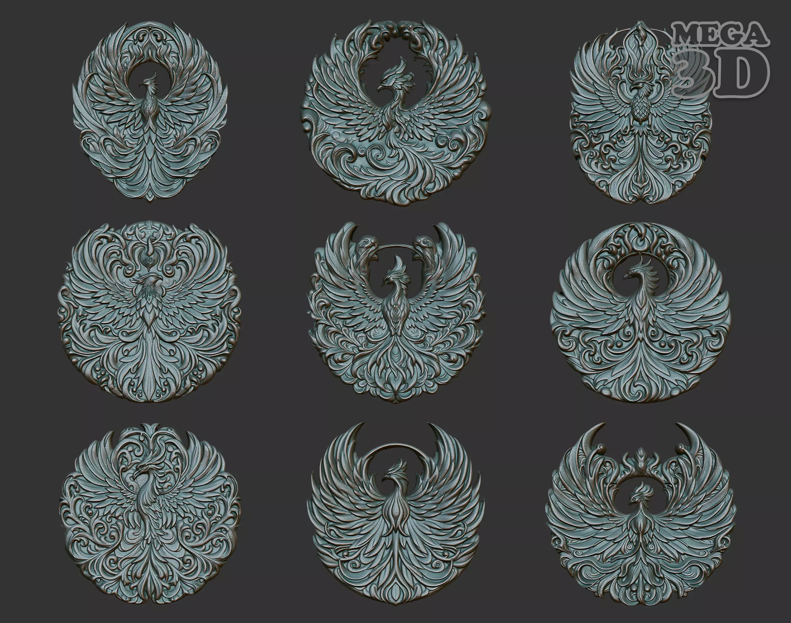 Phoenix basrelief Pack 240607 3D Model Collection_0