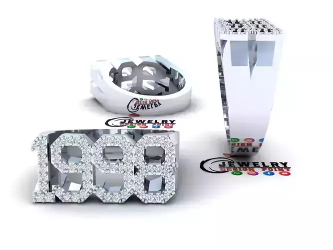 Custom Birth Year 1998 Ring - Born Charms Ring - Personalized 3D print model