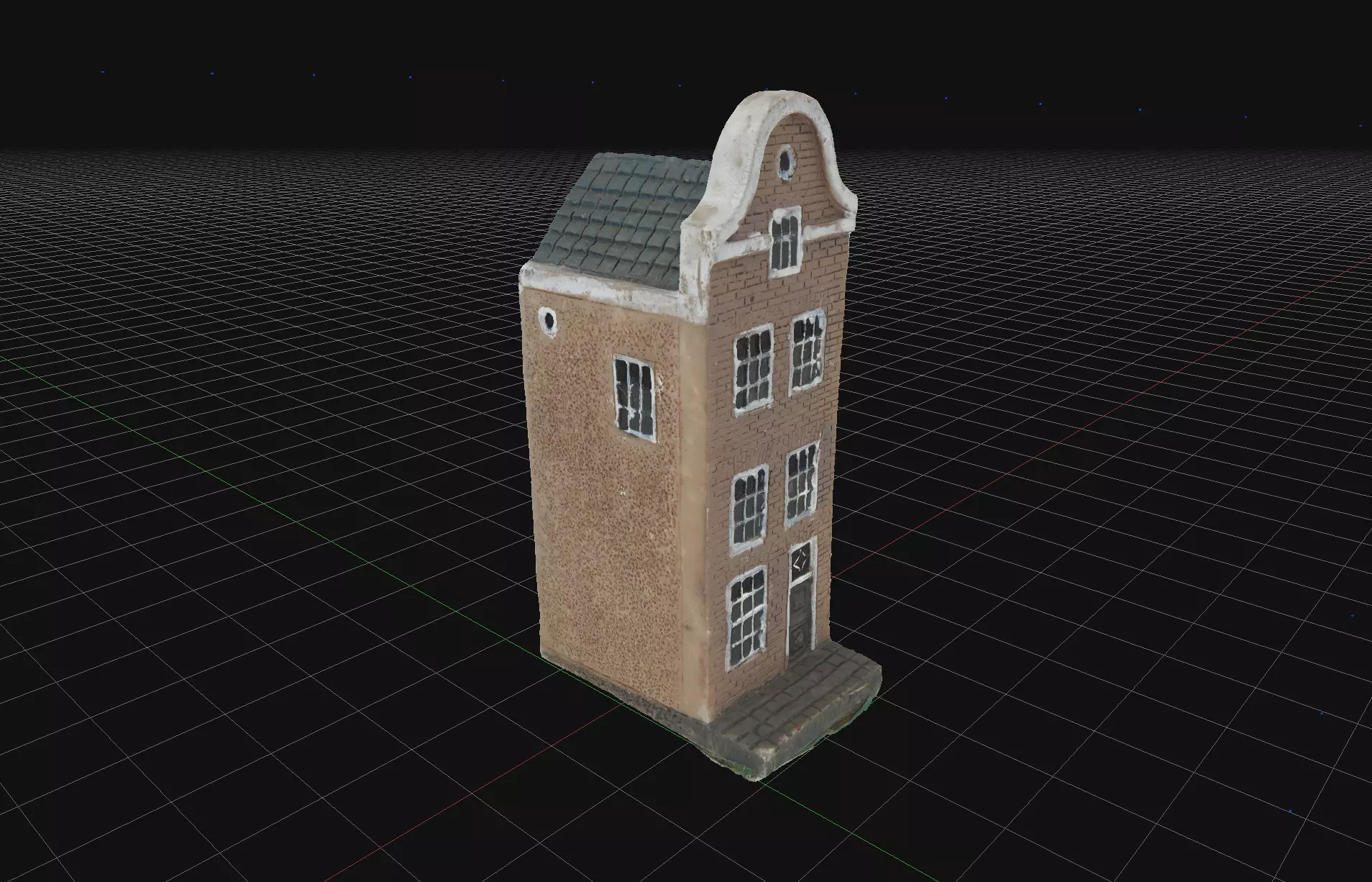 House 4 old hand made stone house based of off Amsterdam 3D model_0