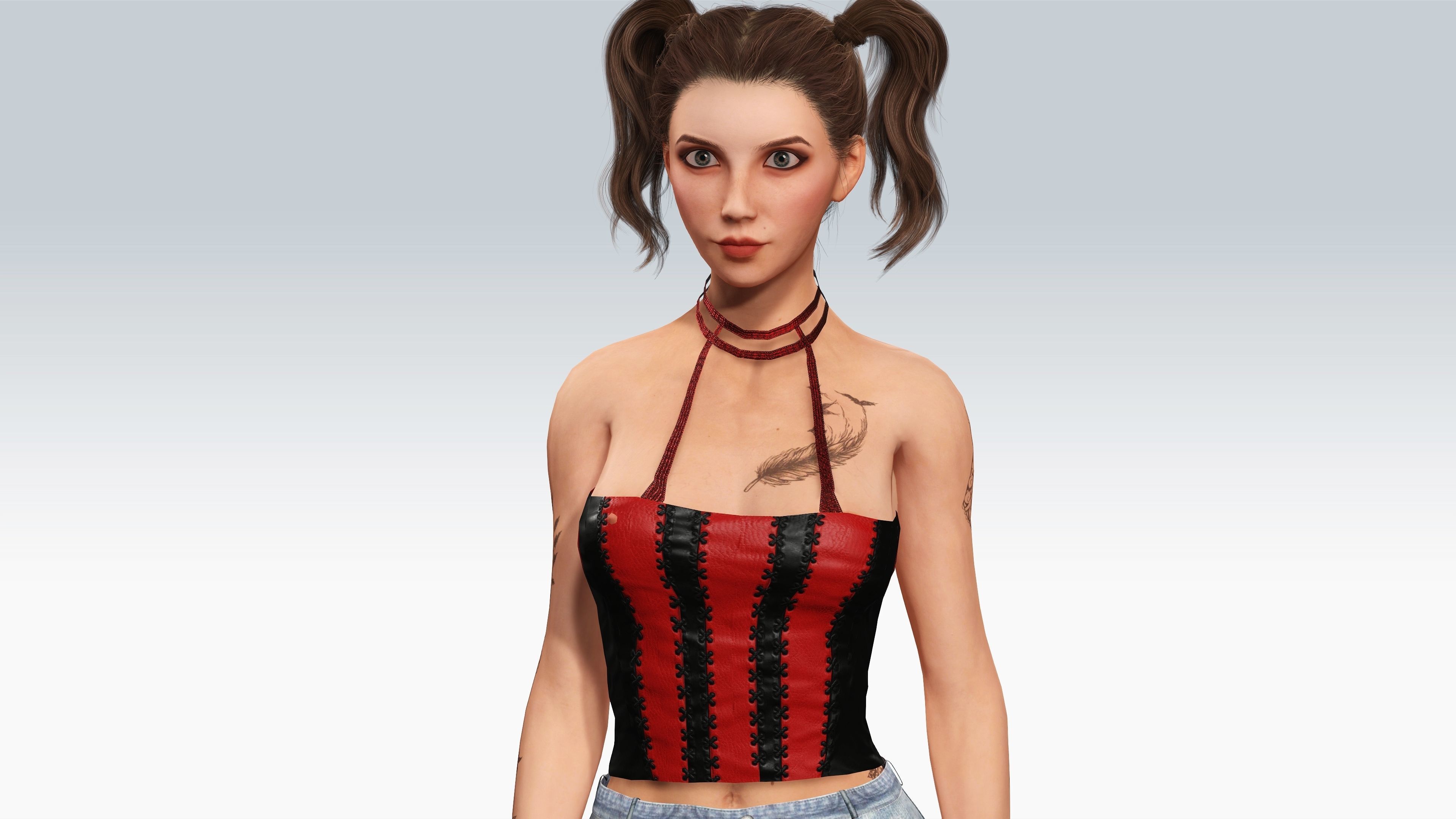 Sexy Character - Fully Rigged 3D model Low-poly 3D model_2