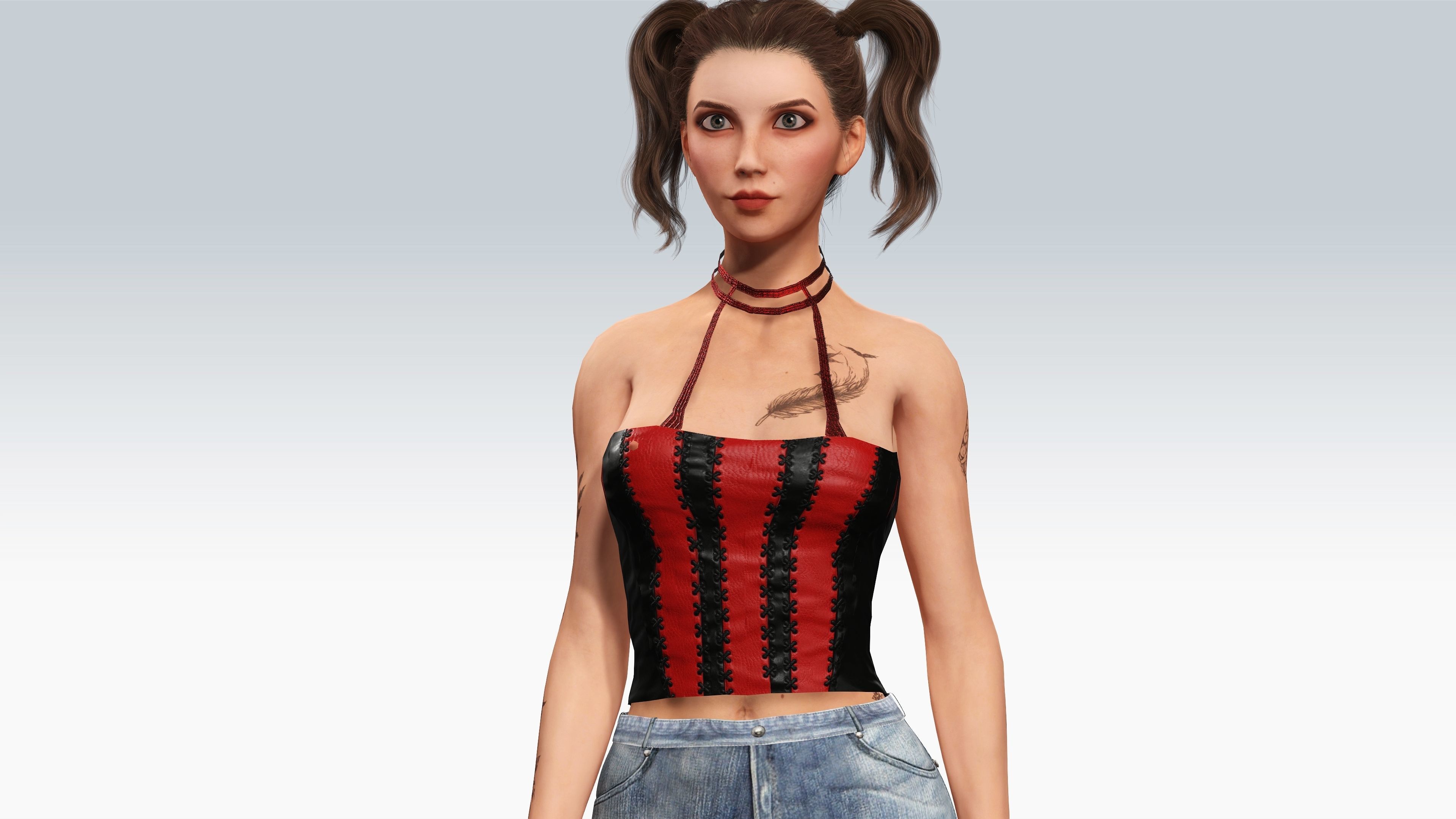 Sexy Character - Fully Rigged 3D model Low-poly 3D model_6