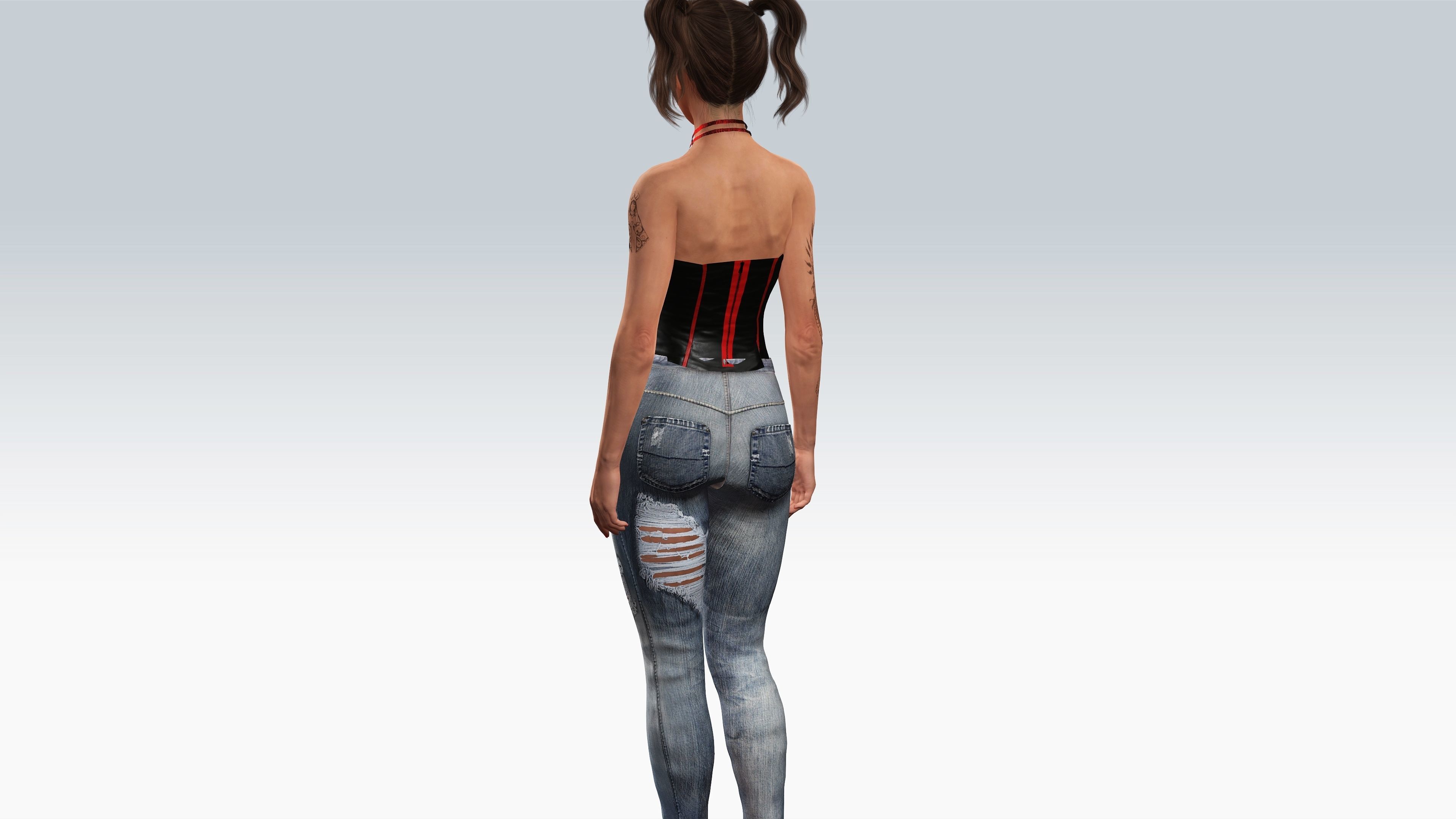 Sexy Character - Fully Rigged 3D model Low-poly 3D model_5