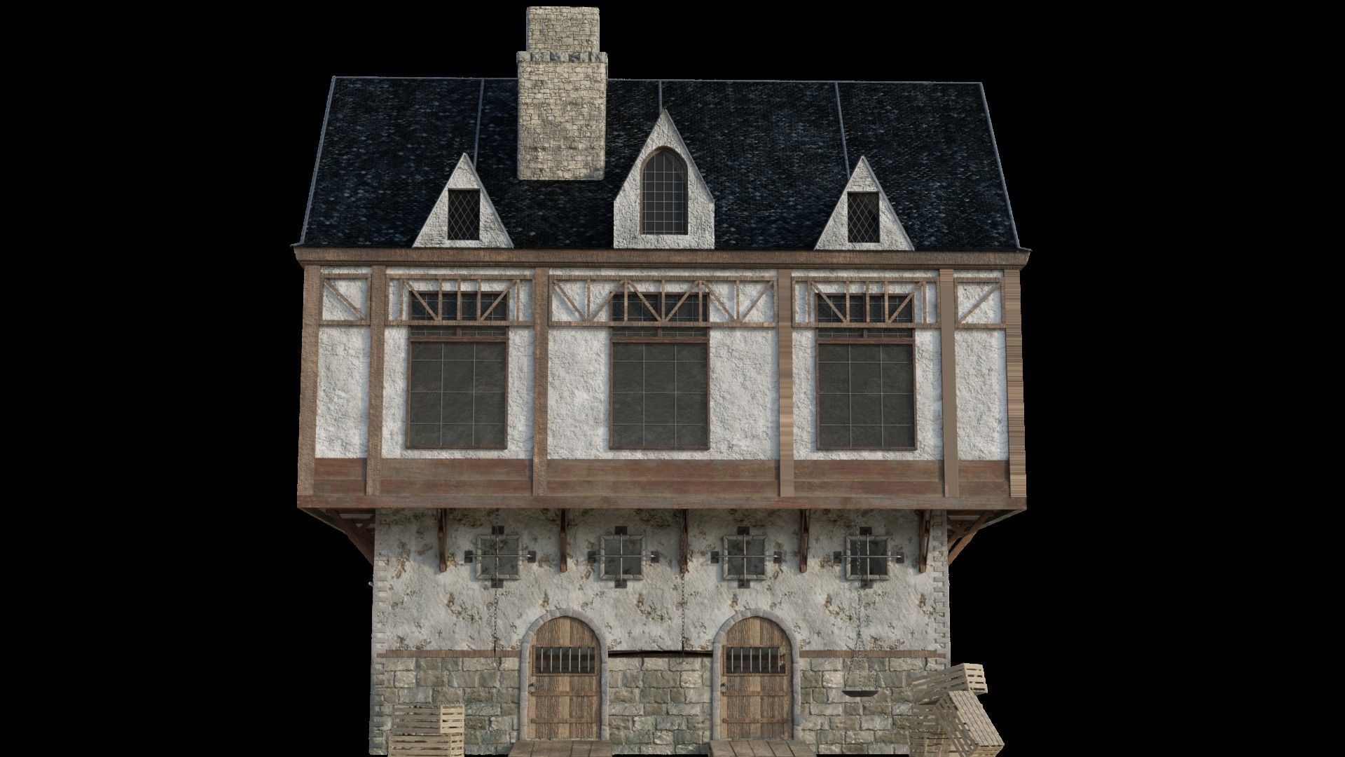 Medieval house  3D model_1