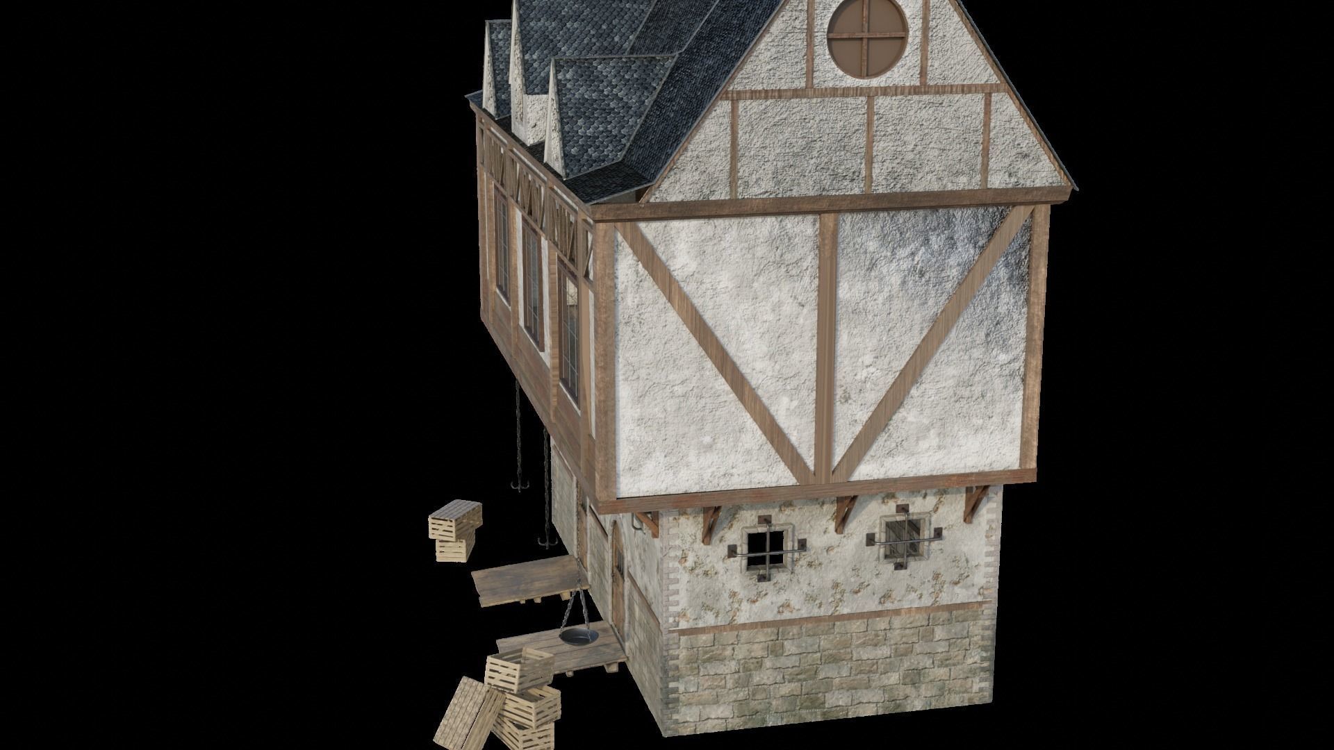 Medieval house  3D model_2