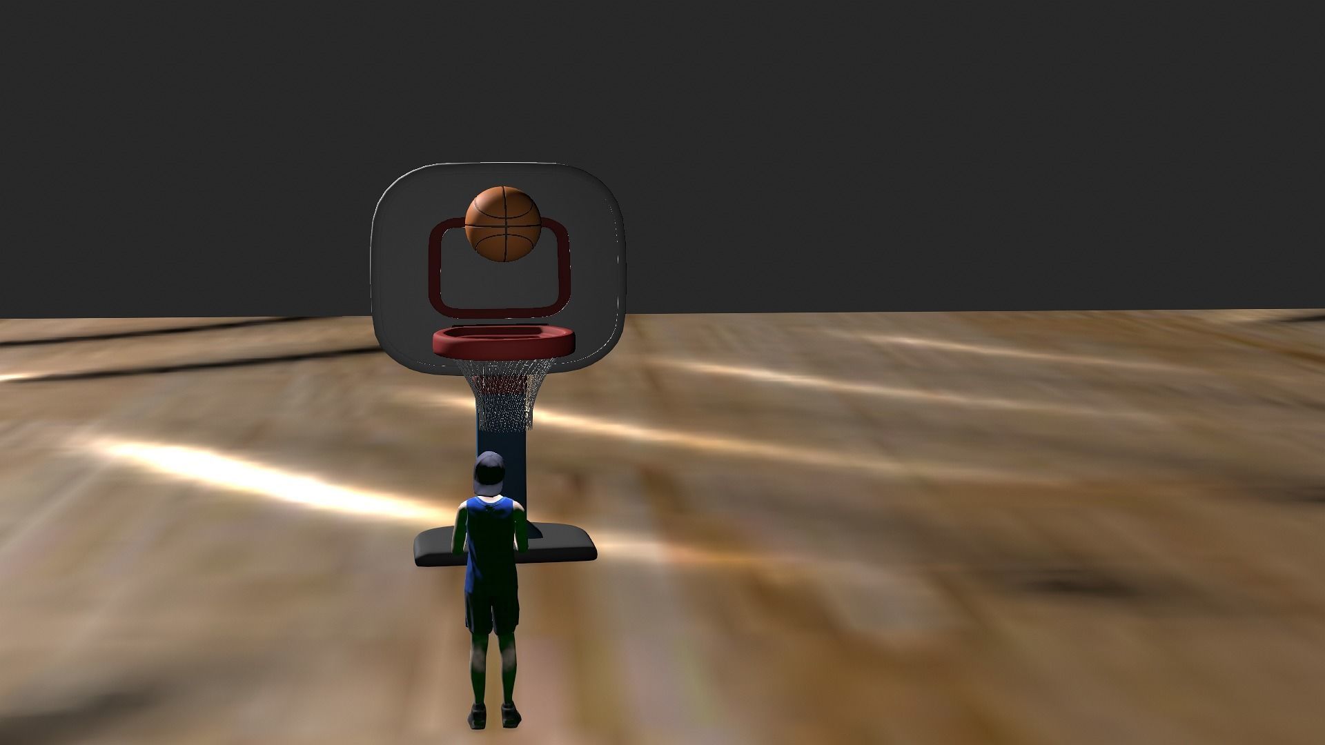A small 3D character up to a basketball Low-poly 3D model_4