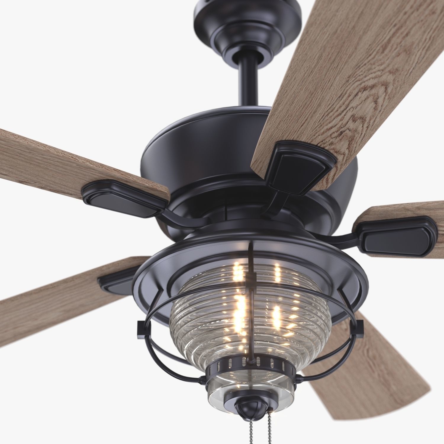52 Inch Bronze Indoor Outdoor Ceiling Fan with Light PBR 3D model_3