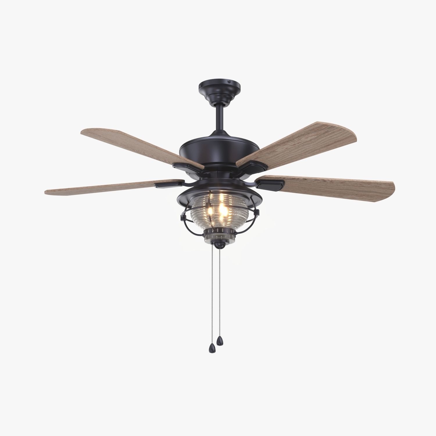 52 Inch Bronze Indoor Outdoor Ceiling Fan with Light PBR 3D model_2