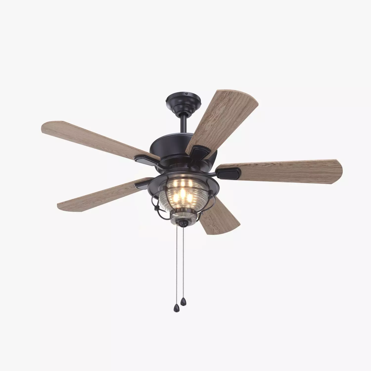 52 Inch Bronze Indoor Outdoor Ceiling Fan with Light PBR 3D model_0