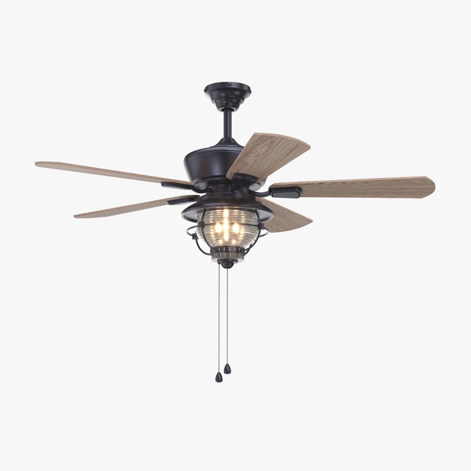 52 Inch Bronze Indoor Outdoor Ceiling Fan with Light PBR 3D model_4